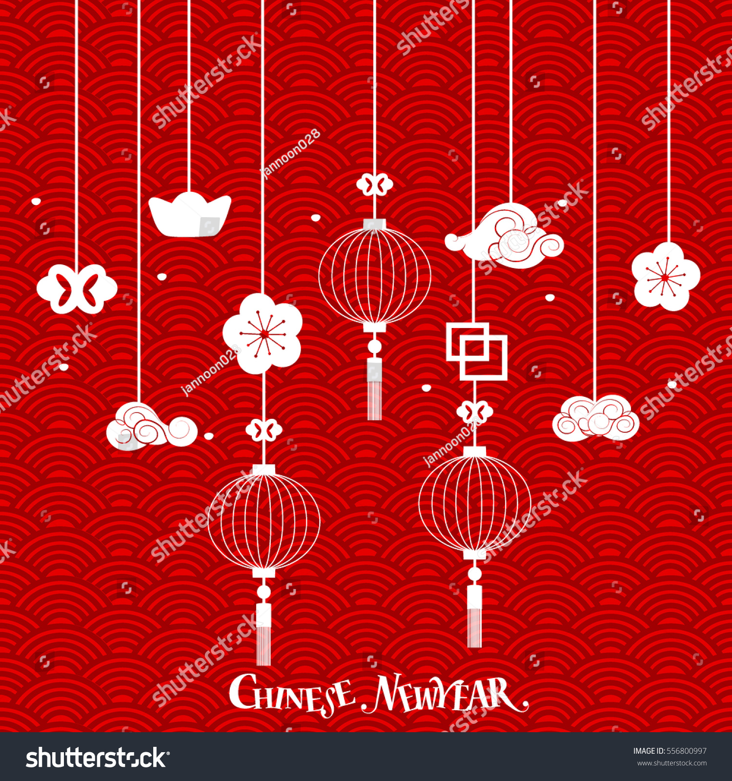 Chinese New Year Background With Chinese New Year Decorative Elements