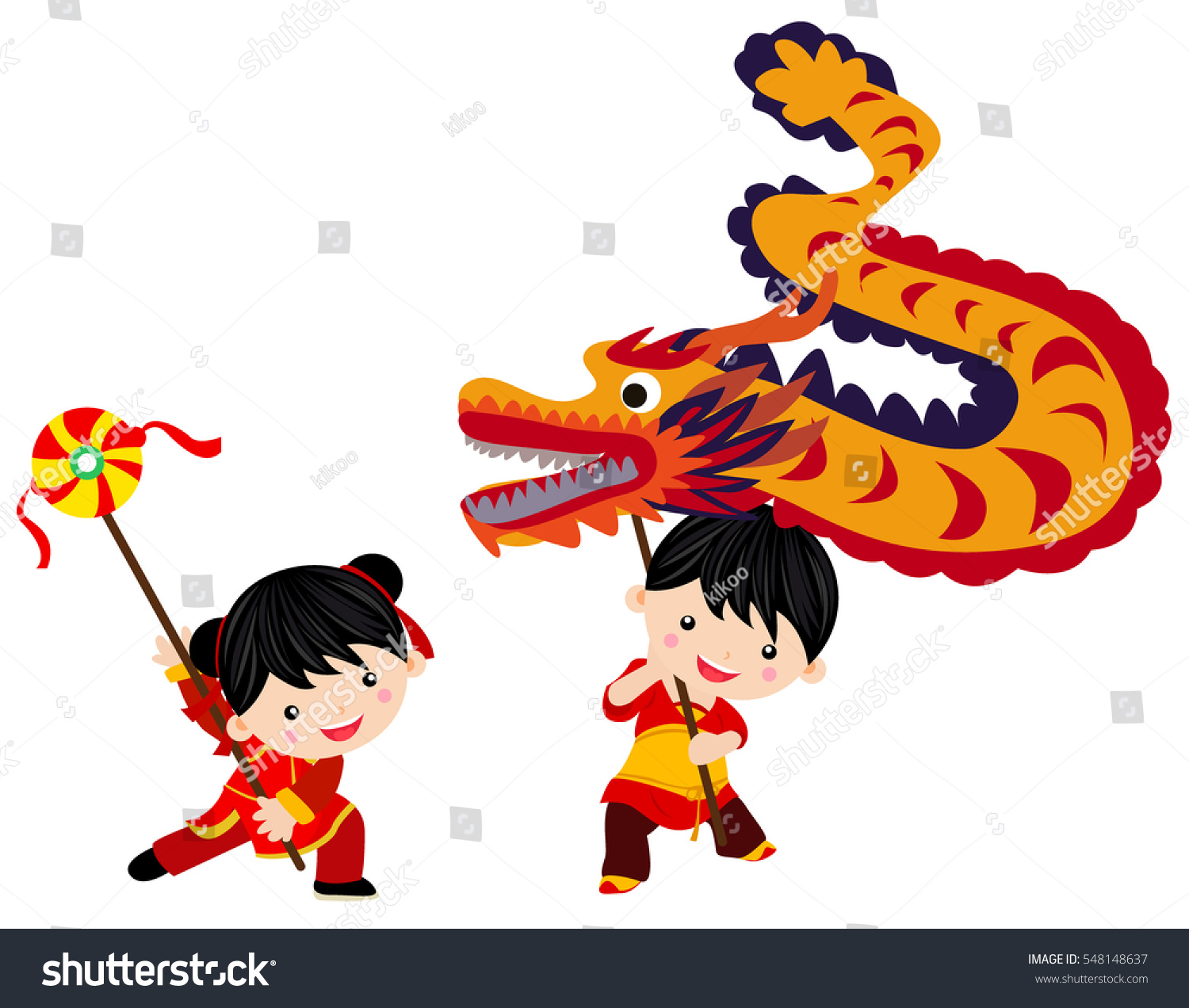 Chinese New Year Festivaldragon Dance Stock Vector (Royalty Free) 548148637