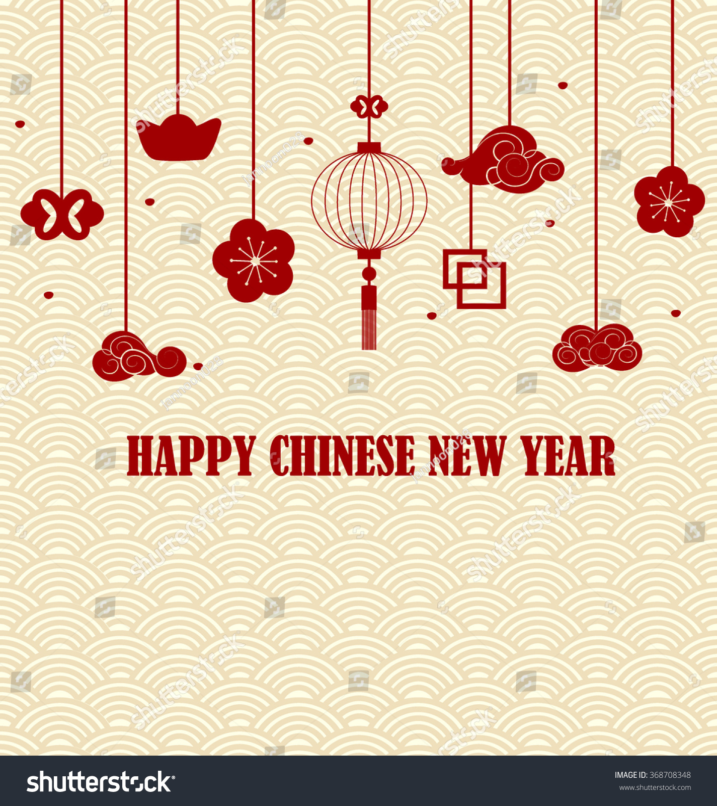 Chinese New Year Greeting Card. Vector Illustration. - 368708348 ...