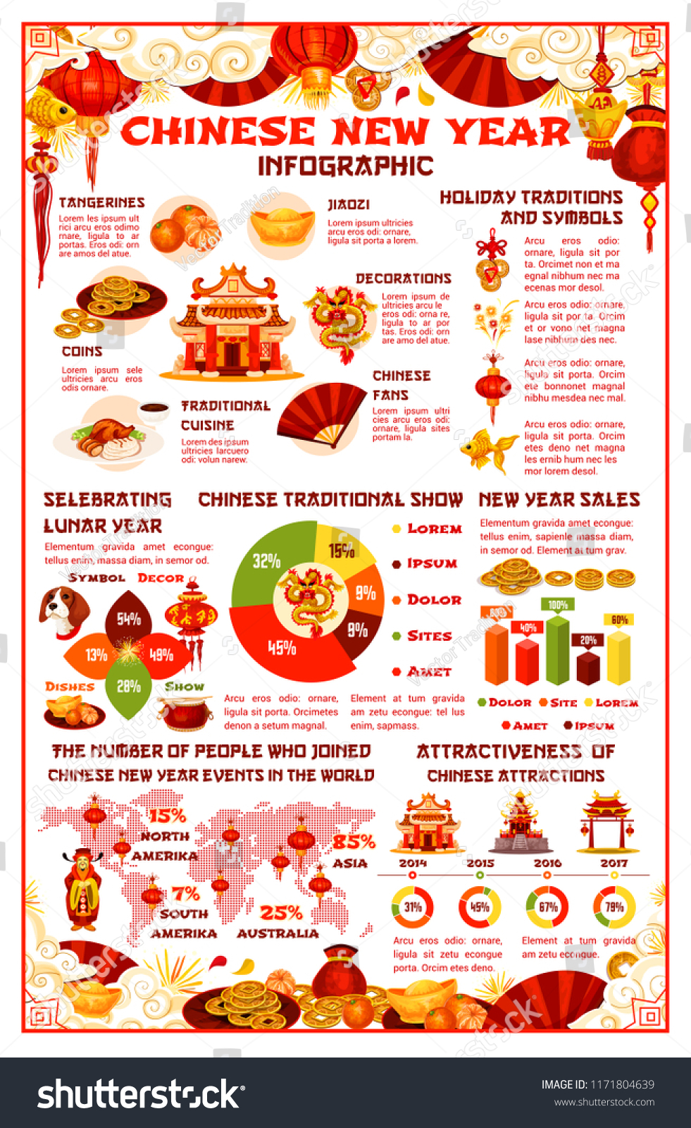 Chinese New Year Holiday Celebration Infographics Stock Vector (Royalty ...