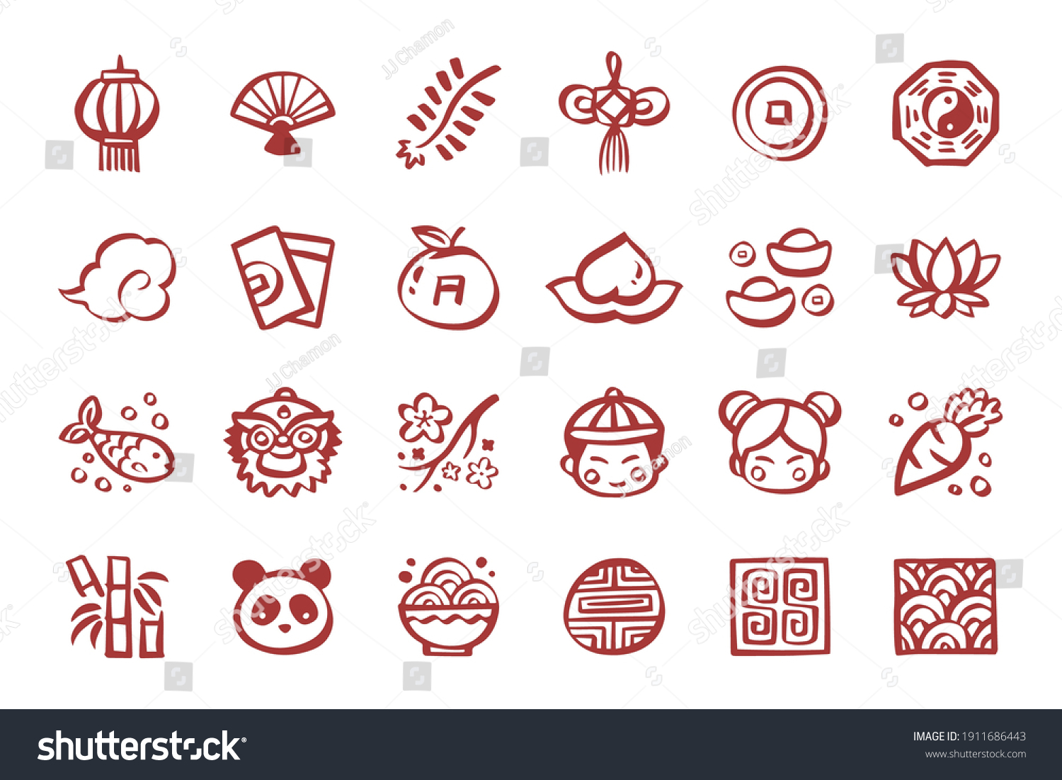 SVG of Chinese New Year Icon Set Hand drawn doodle icons svg