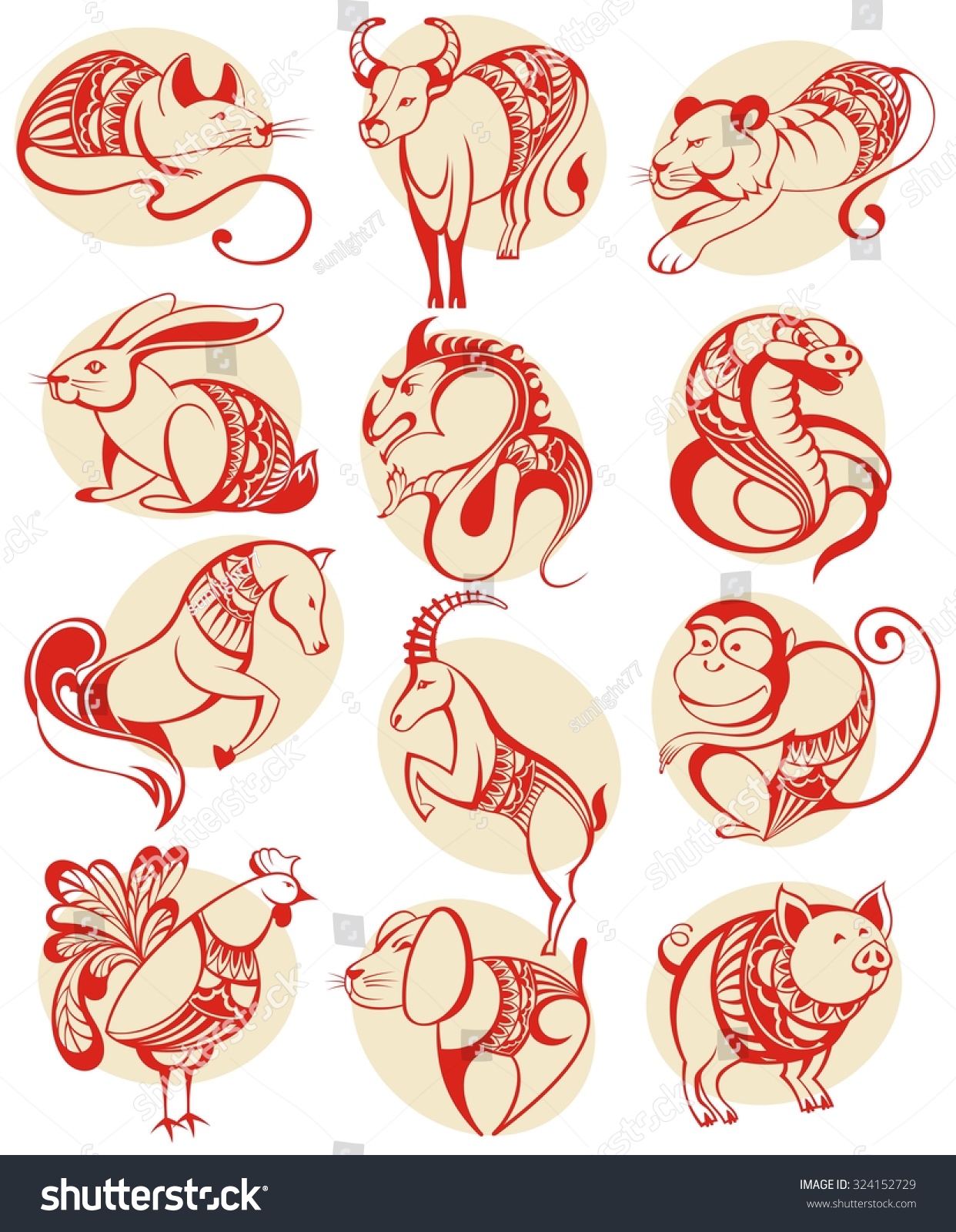 SVG of Chinese papercut Zodiac icons. svg