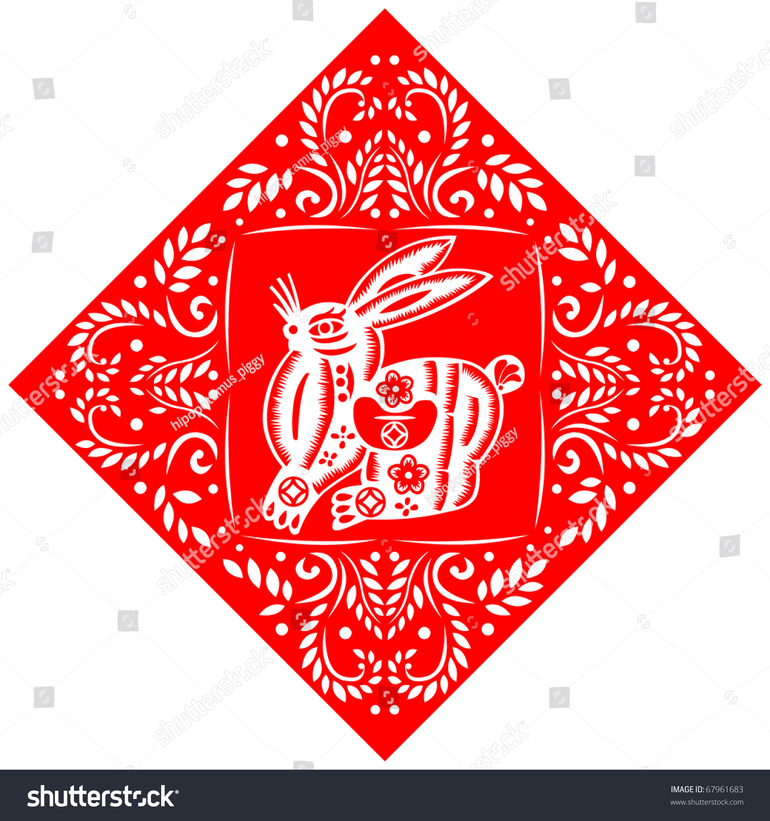 Chinese Style Paper Cut Year Rabbit Stock Vector (Royalty Free