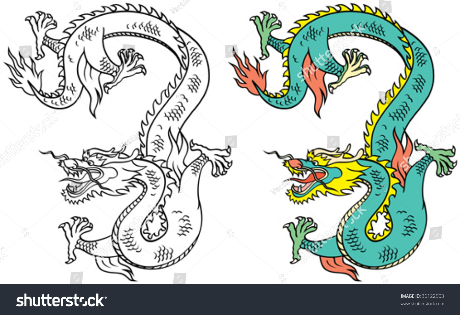 Chinese Tattoo Dragon Vector Illustration Stock Vector (Royalty Free