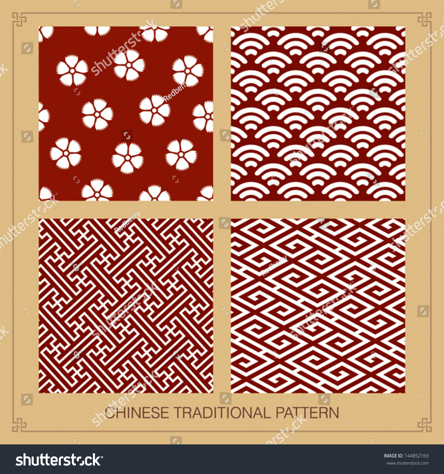 Chinese Traditional Pattern Motif Stock Vector 144852169 - Shutterstock