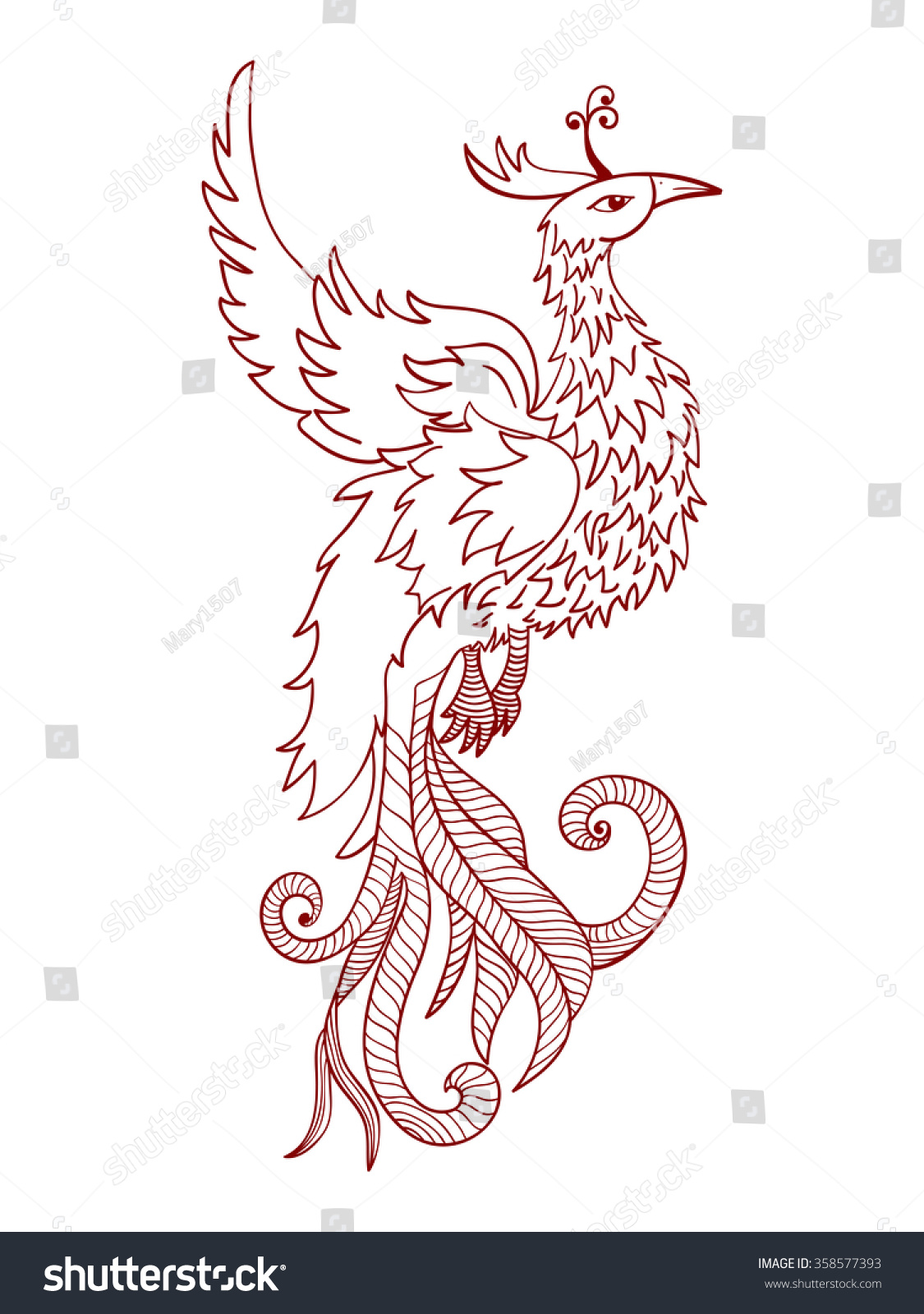 Chinese Traditional Red Phoenix Feng Shui Stock Vector (Royalty Free ...