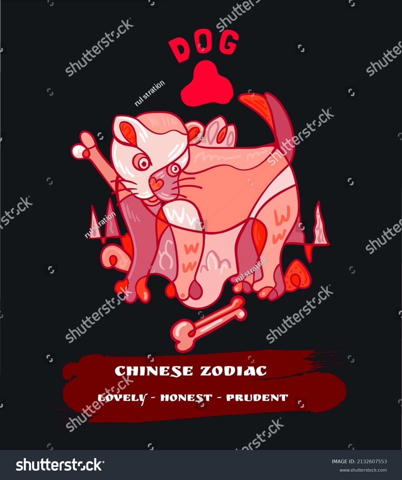 SVG of Chinese zodiac abstract red dog is suitable for screen printing svg