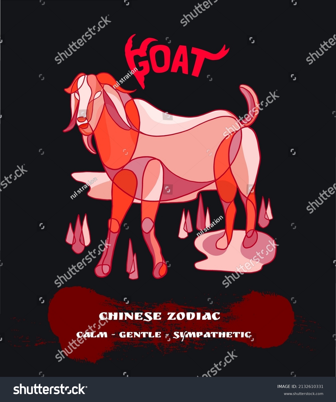 SVG of Chinese zodiac abstract red goat is suitable for screen printing svg