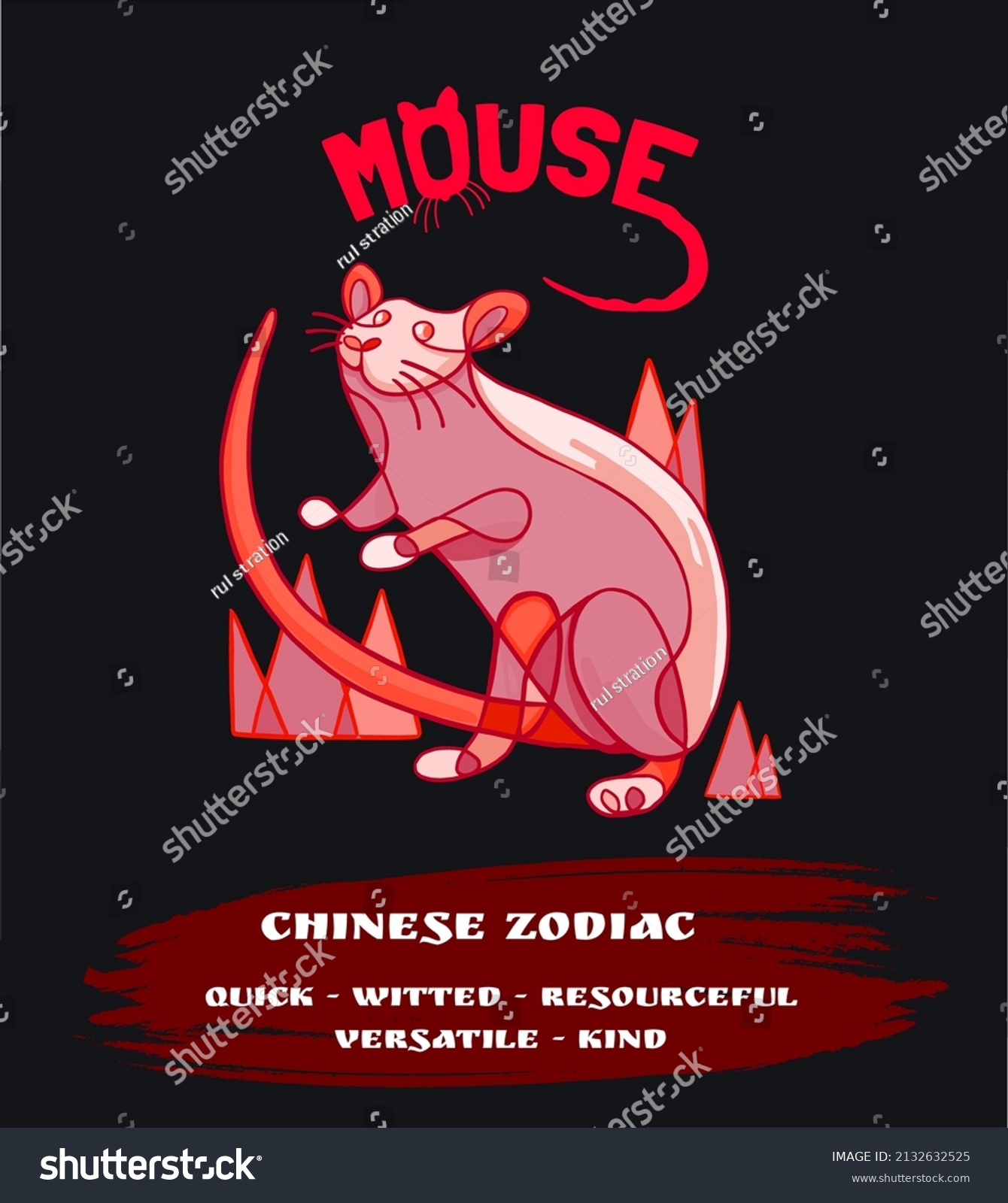 SVG of Chinese zodiac abstract red mouse is suitable for screen printing svg