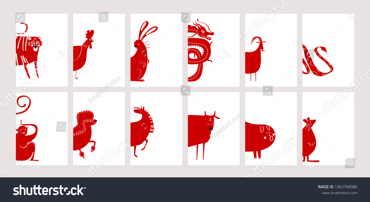 SVG of Chinese zodiac animal signs collection vector svg