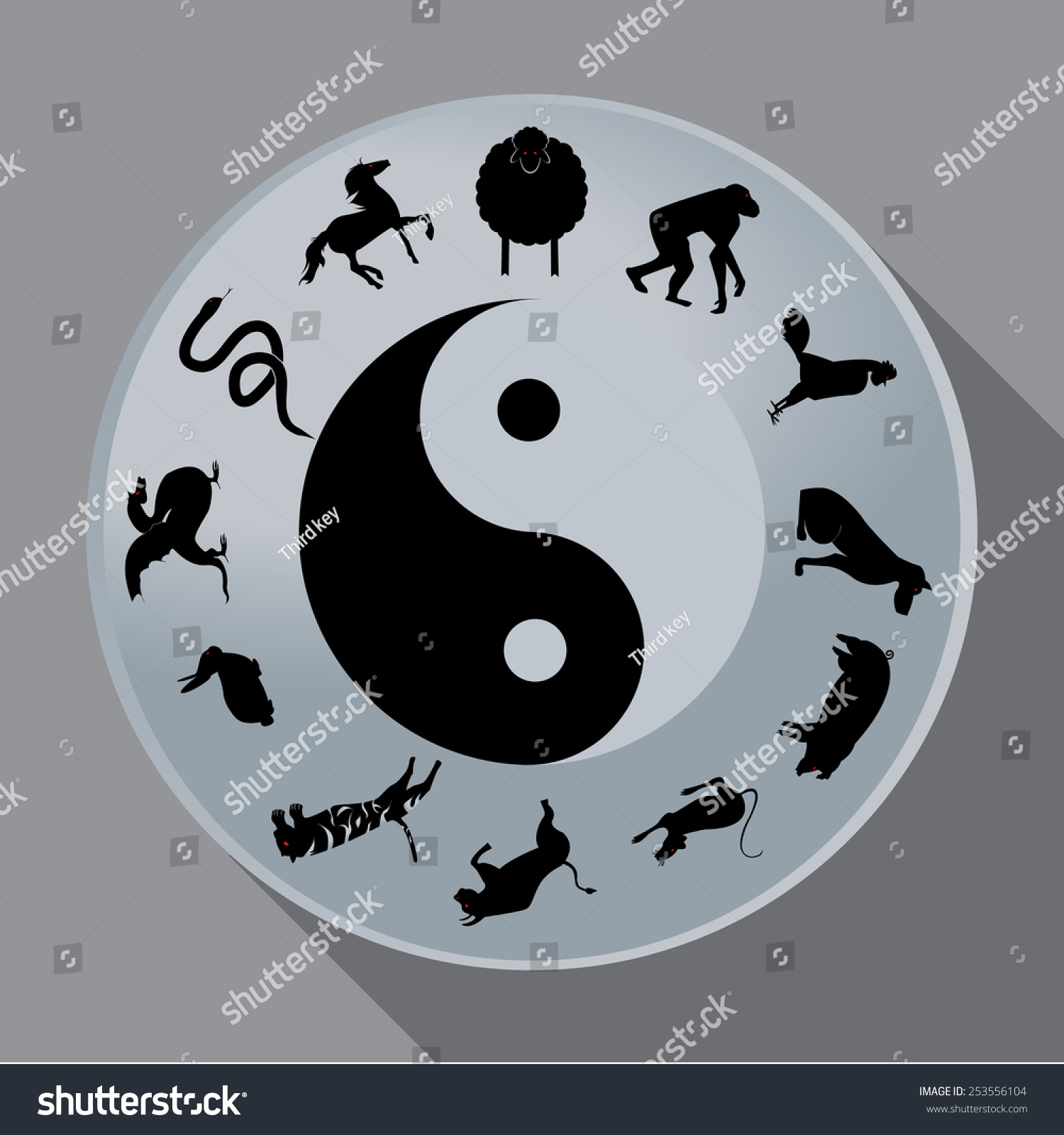 Chinese Zodiac Calendar Sheep On Tophollow Stock Vector (Royalty Free