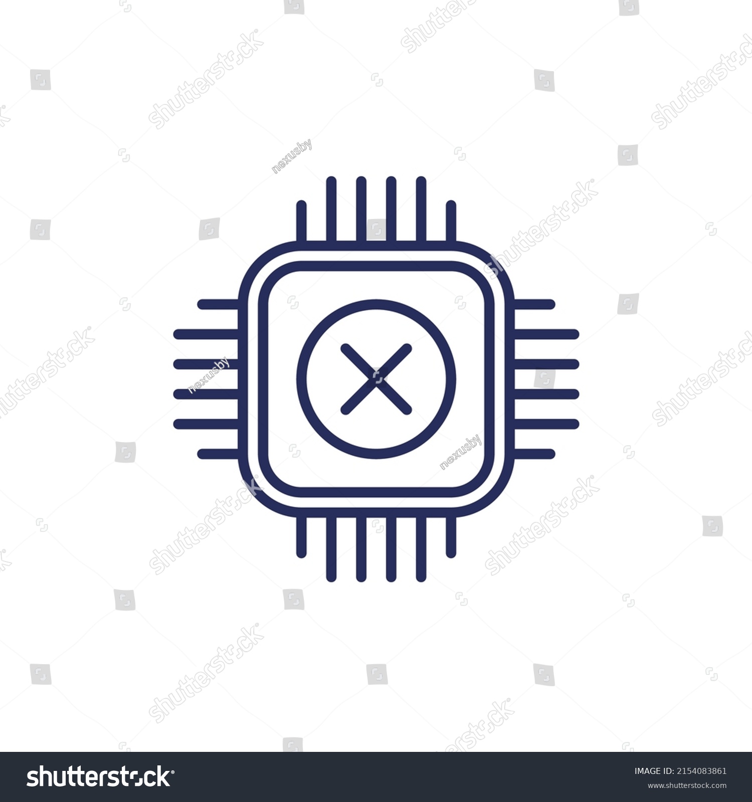 Chip Failure Microchip Error Line Icon Stock Vector (Royalty Free ...