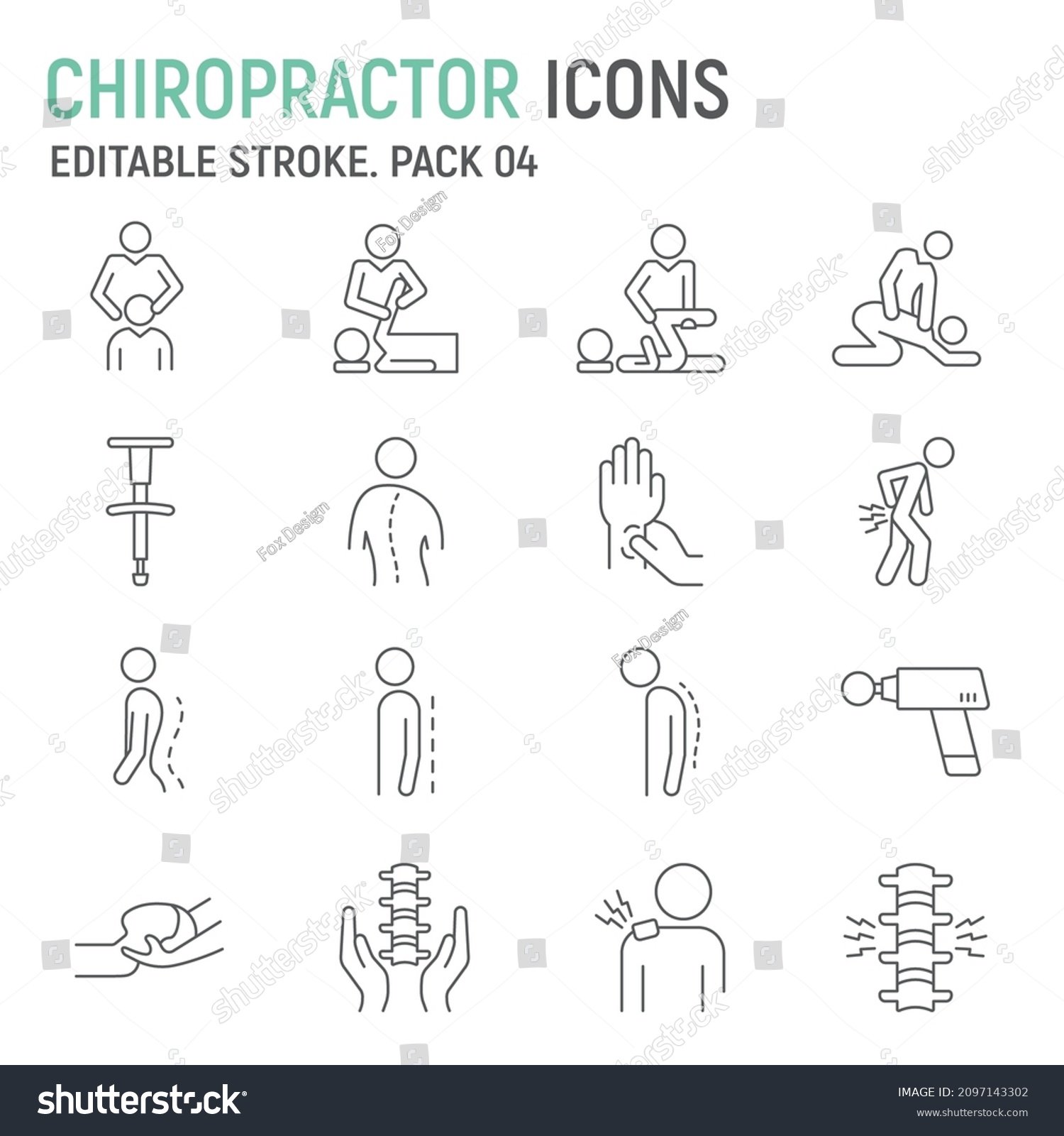 SVG of Chiropractor line icon set, chiropractic collection, vector graphics, logo illustrations, physical therapy vector icons, chiropractor signs, outline pictograms, editable stroke svg