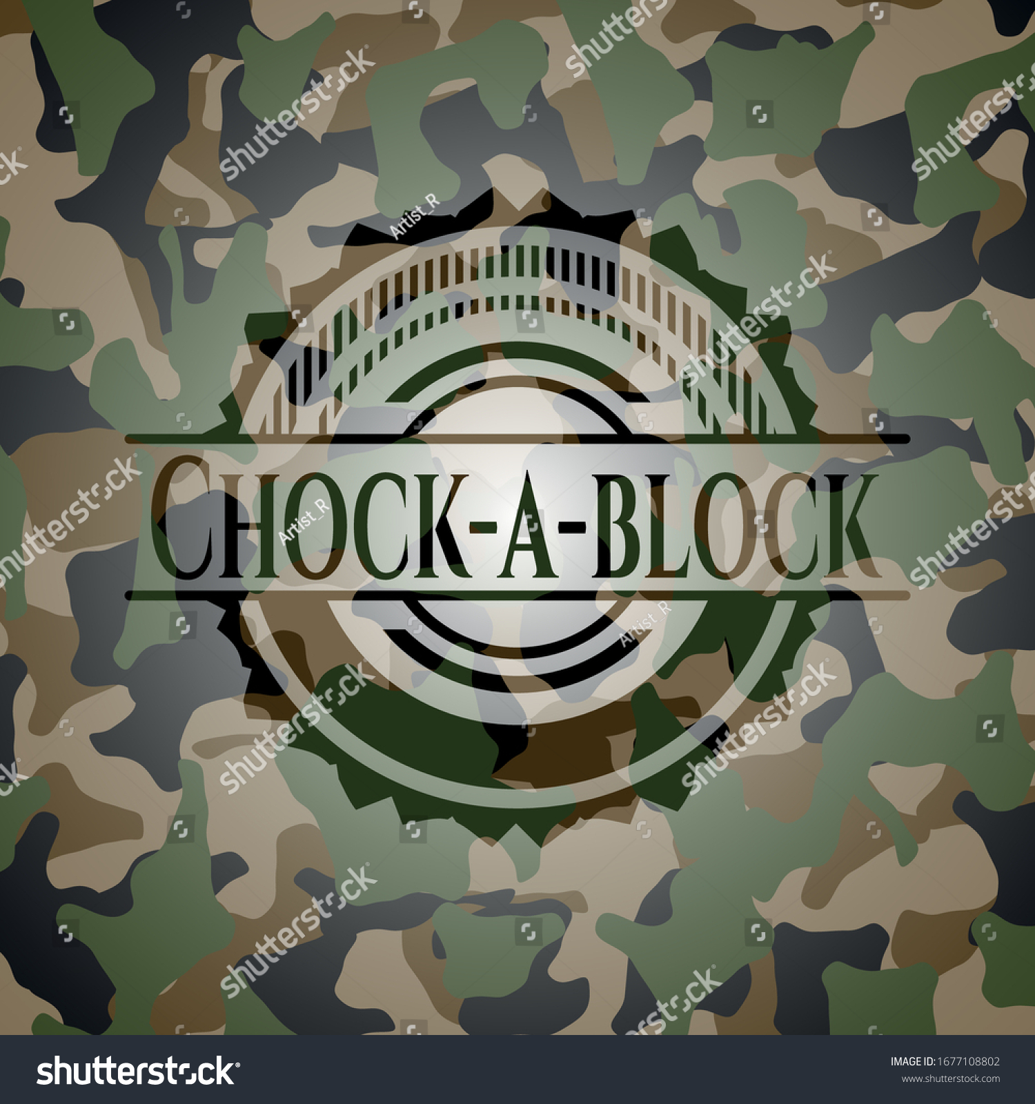Chockablock On Camouflage Pattern Vector Illustration Stock Vector (Royalty Free) 1677108802