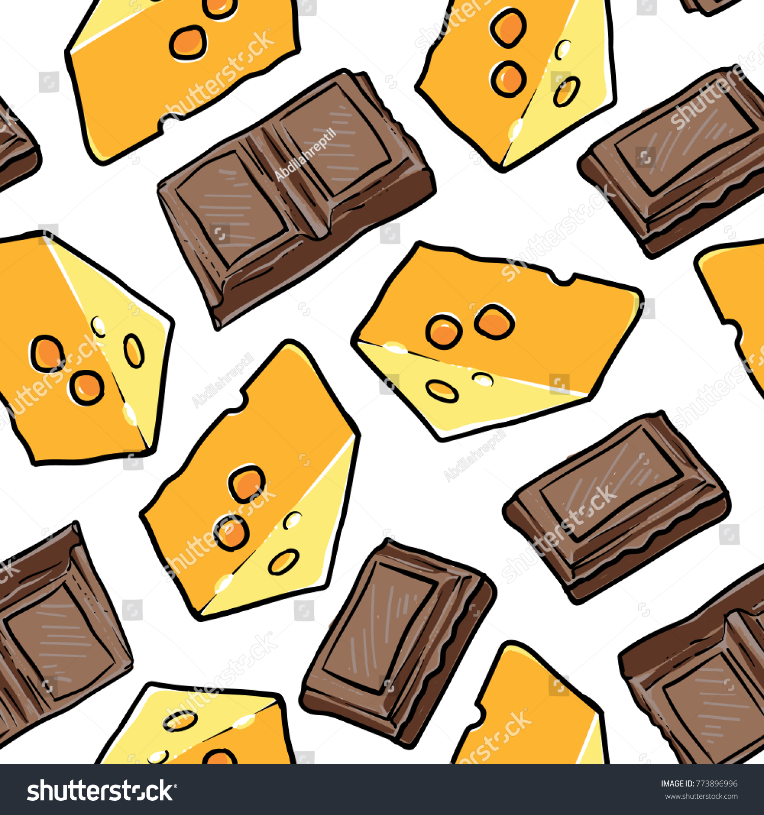 Chocolate Cheese Seamless Pattern Vector Drawing Stock Vector (Royalty
