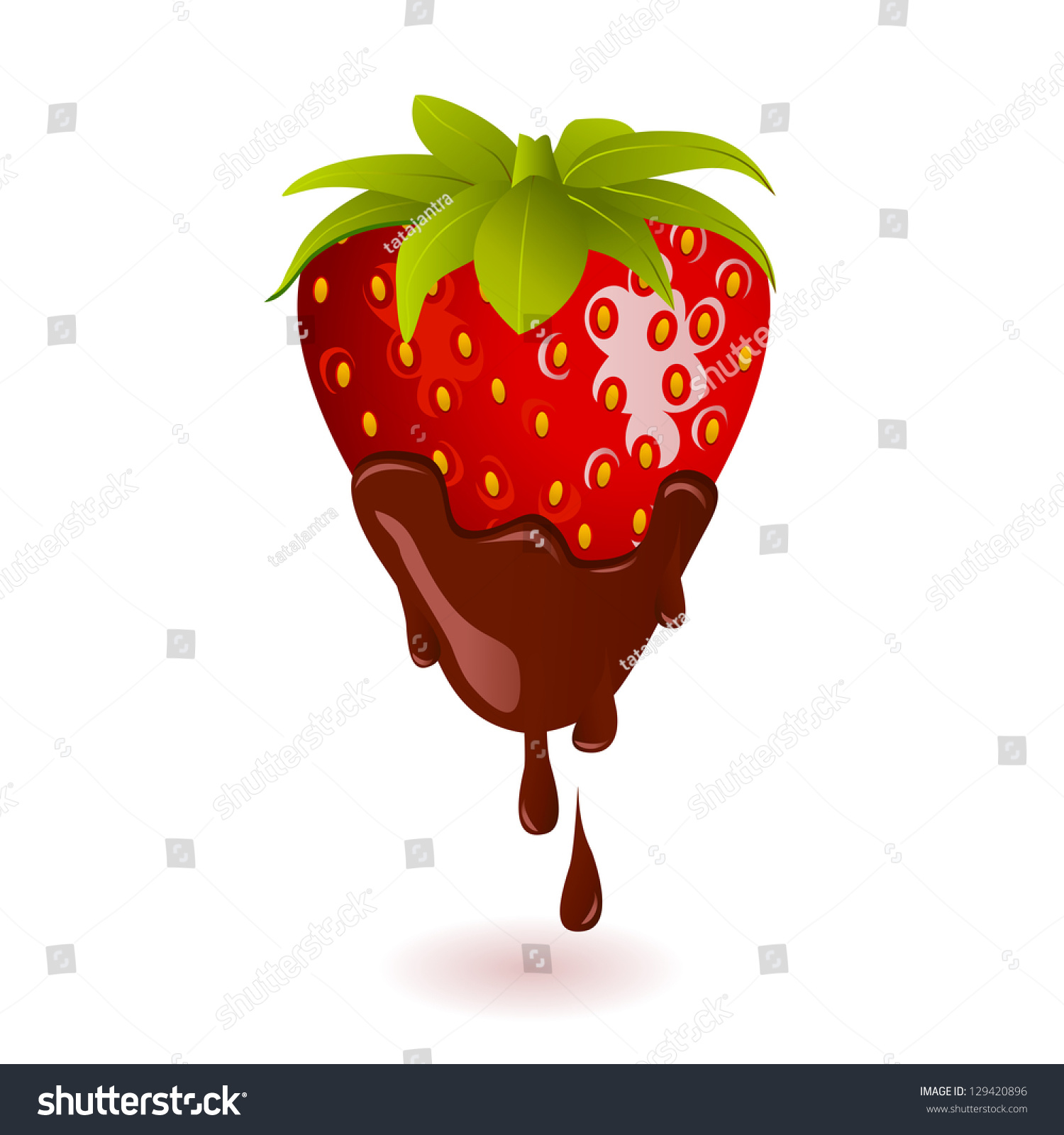 Chocolate Dipped Strawberry - Vector Illustration - 129420896 ...