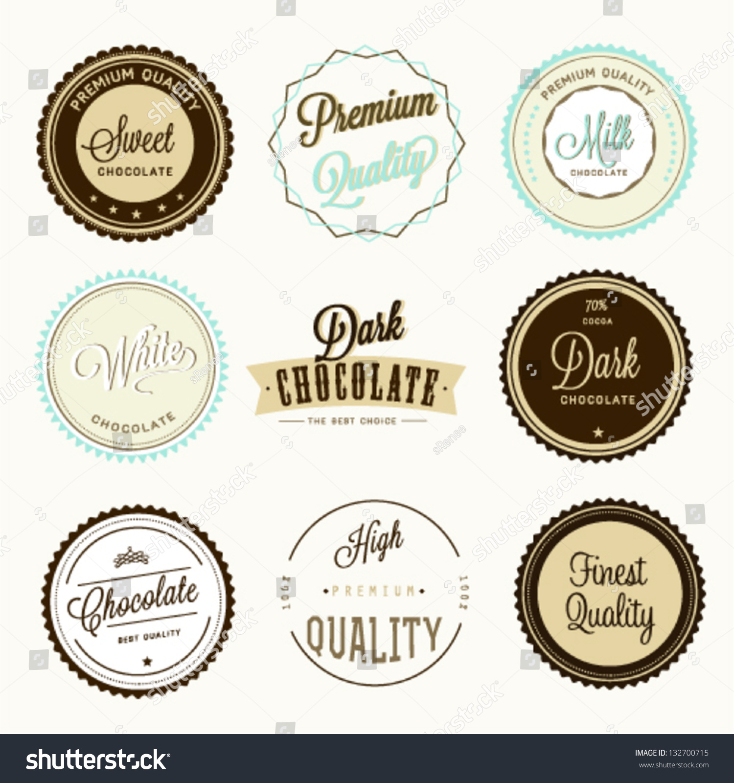 Chocolate Labels Set Stock Vector Illustration 132700715 : Shutterstock