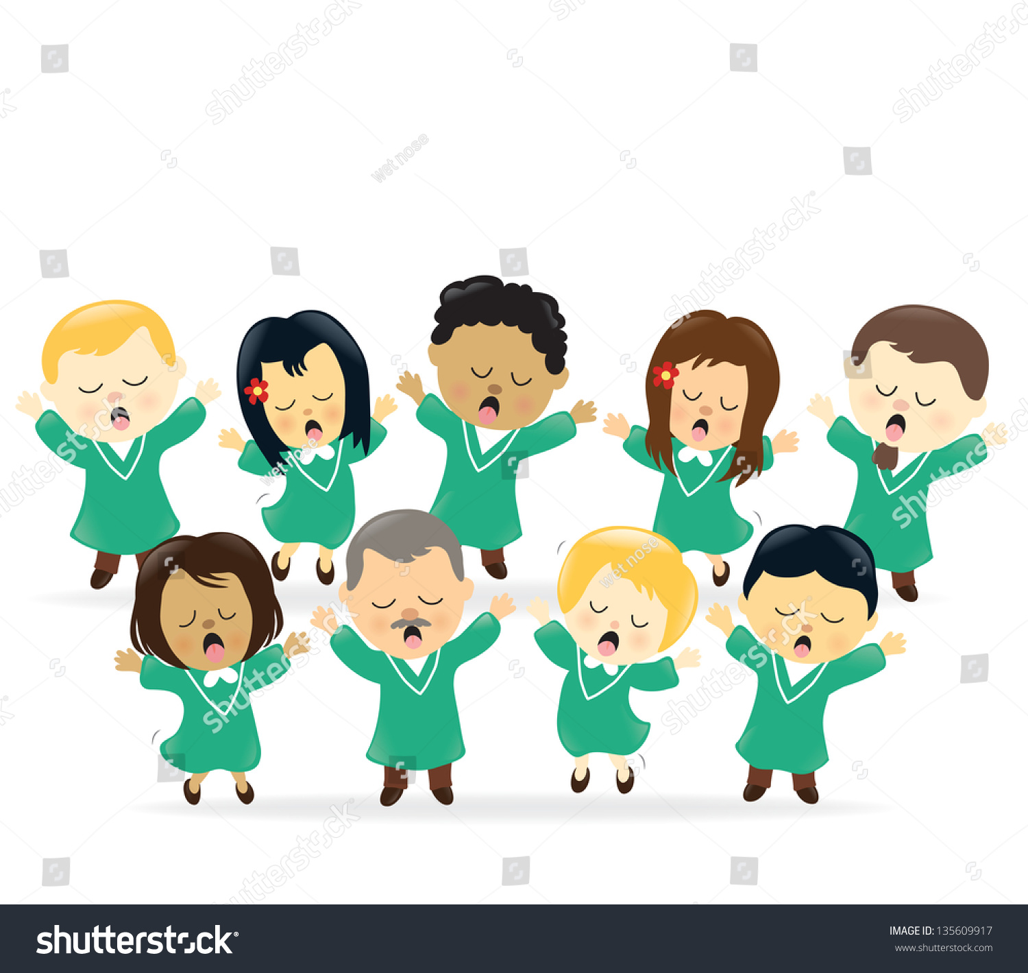 Choir Singing Stock Vector 135609917 : Shutterstock