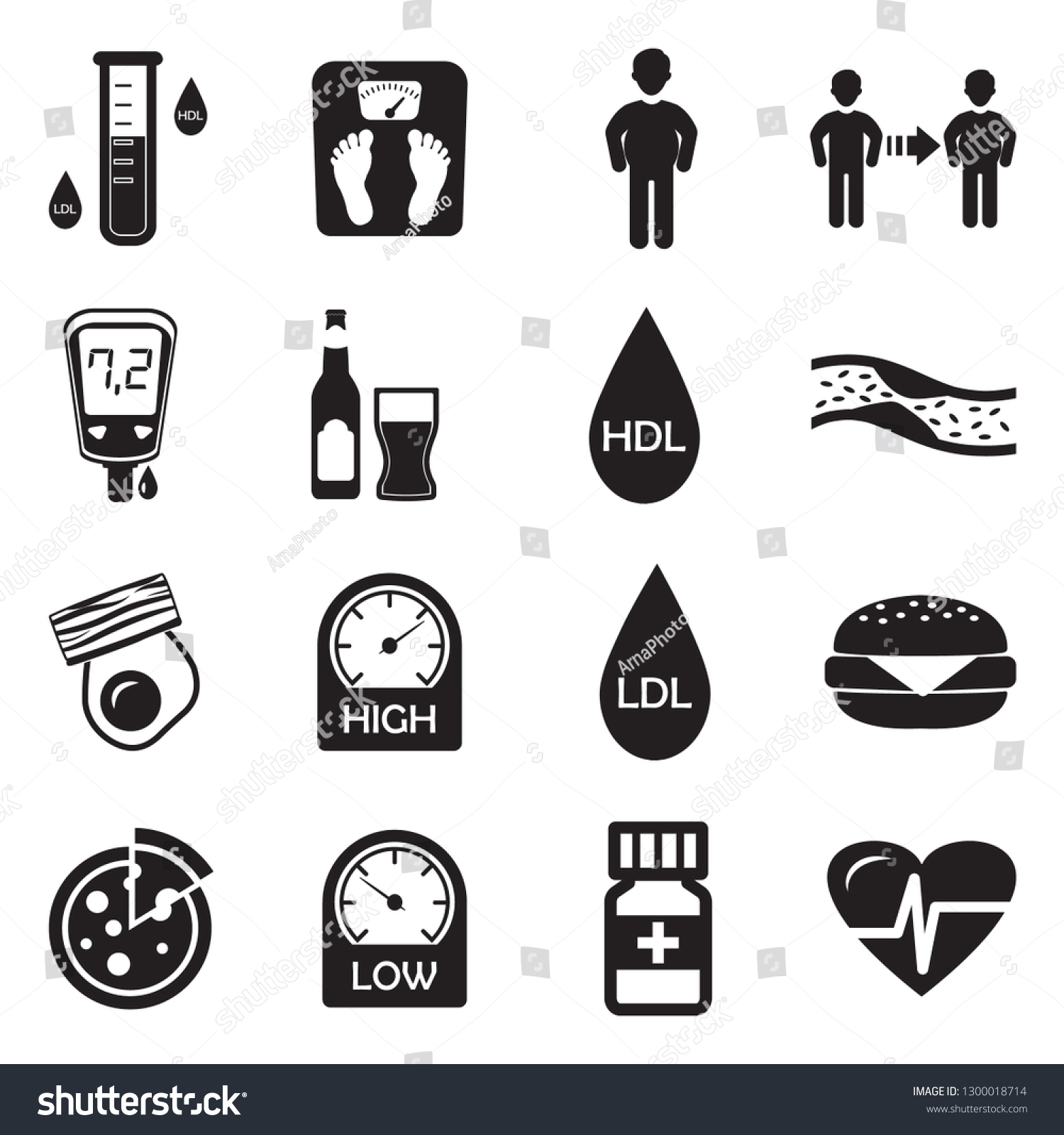 Cholesterol Icons Black Flat Design Vector Stock Vector (Royalty Free ...