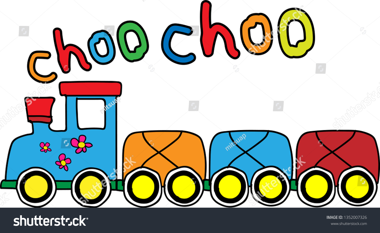 Choo Choo Train Childrens Train Colors Stock Vector Royalty Free 1352007326