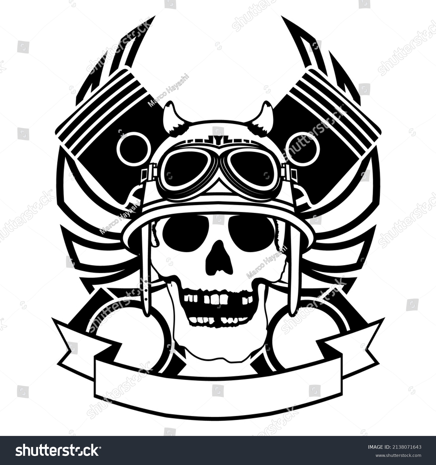 Chopper Biker Skull Emblem Crest Tattoo Stock Vector (royalty Free 