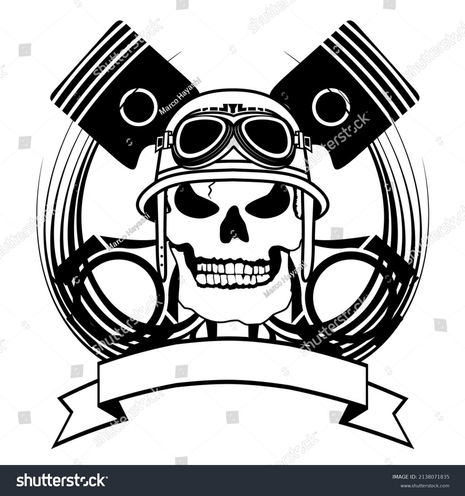 Chopper Biker Skull Emblem Crest Tattoo Stock Vector (Royalty Free ...