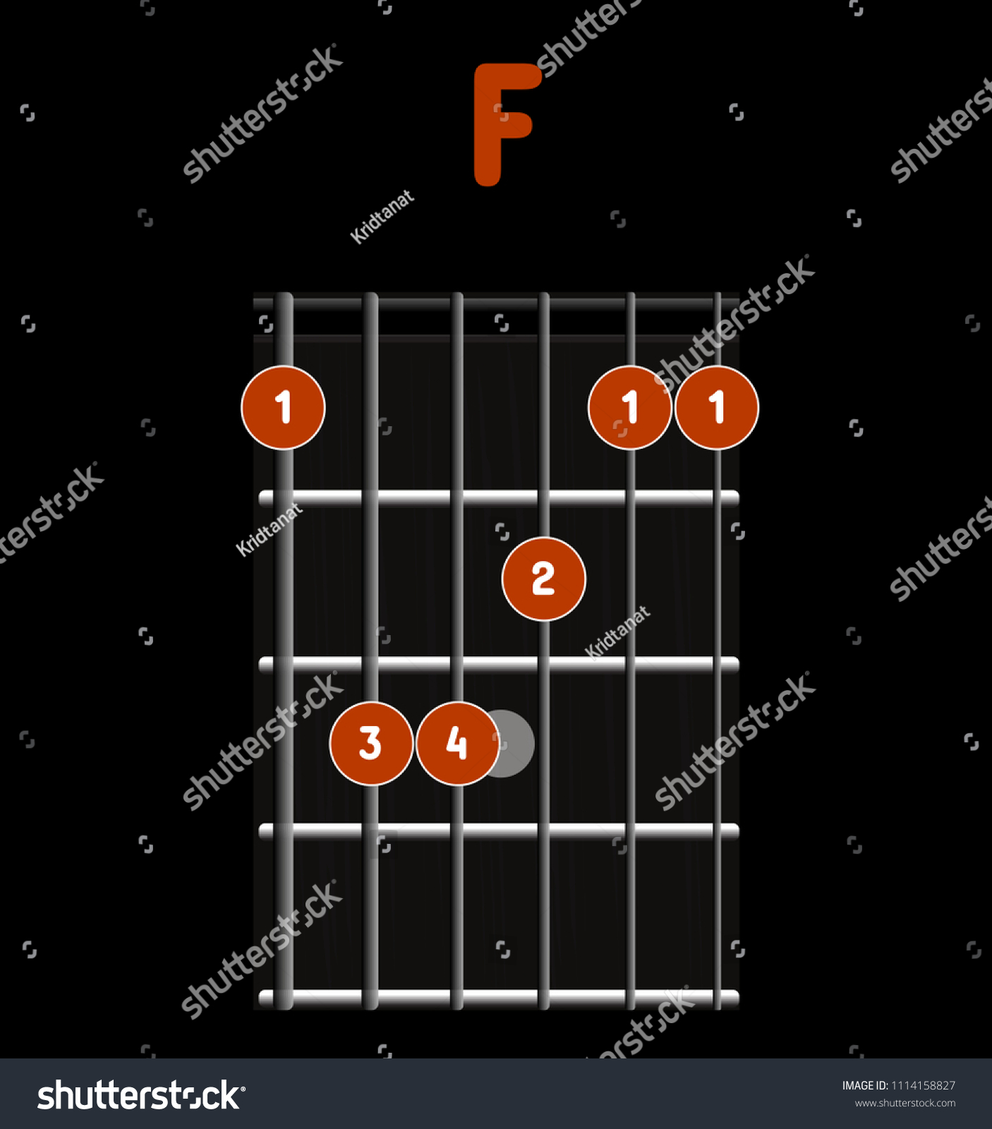 Vektor Stok Chord Diagram Tab Tabulation Finger Chart (Tanpa Royalti