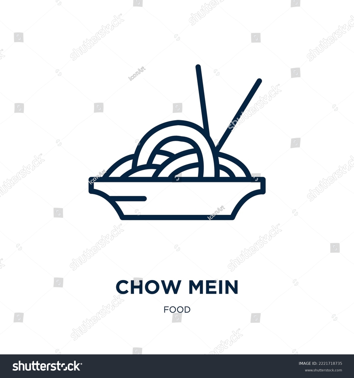 SVG of chow mein icon from food collection. Thin linear chow mein, lunch, chinese outline icon isolated on white background. Line vector chow mein sign, symbol for web and mobile svg