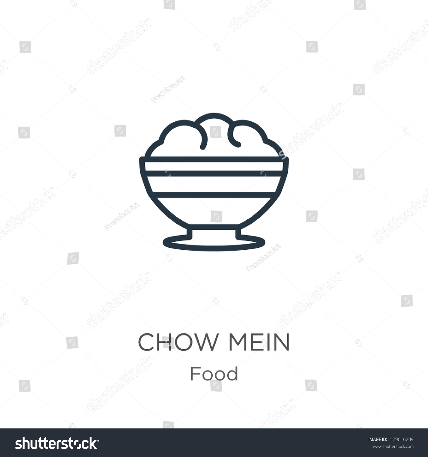 SVG of Chow mein icon. Thin linear chow mein outline icon isolated on white background from food collection. Line vector sign, symbol for web and mobile svg
