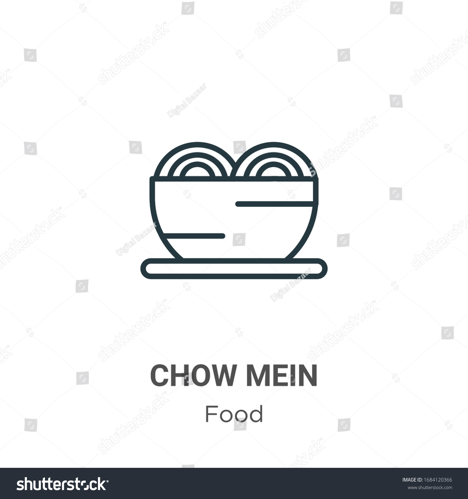 SVG of Chow mein outline vector icon. Thin line black chow mein icon, flat vector simple element illustration from editable food concept isolated stroke on white background svg
