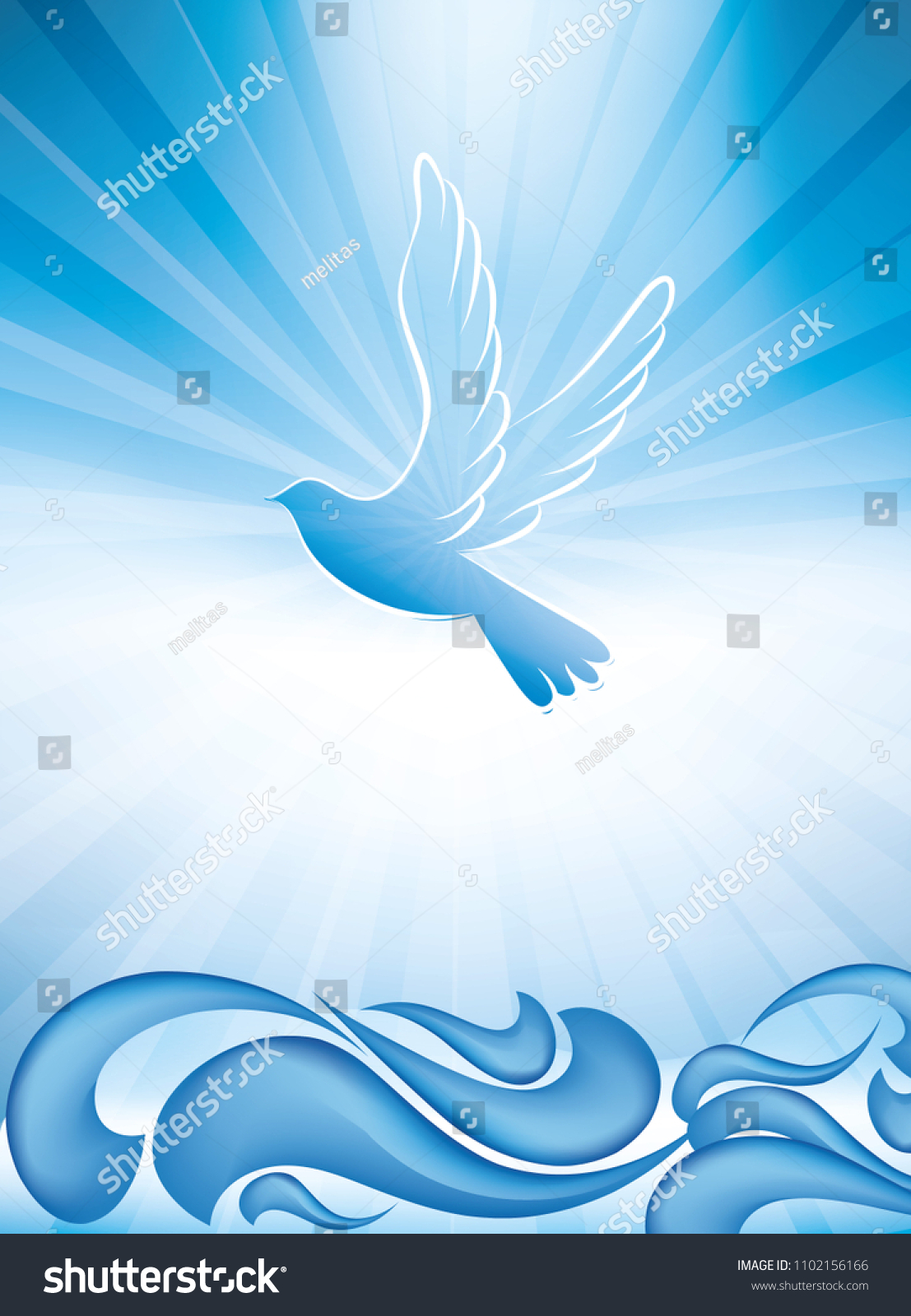 Christian Baptism Symbol Dove Waves Water Stock Vector (Royalty Free ...