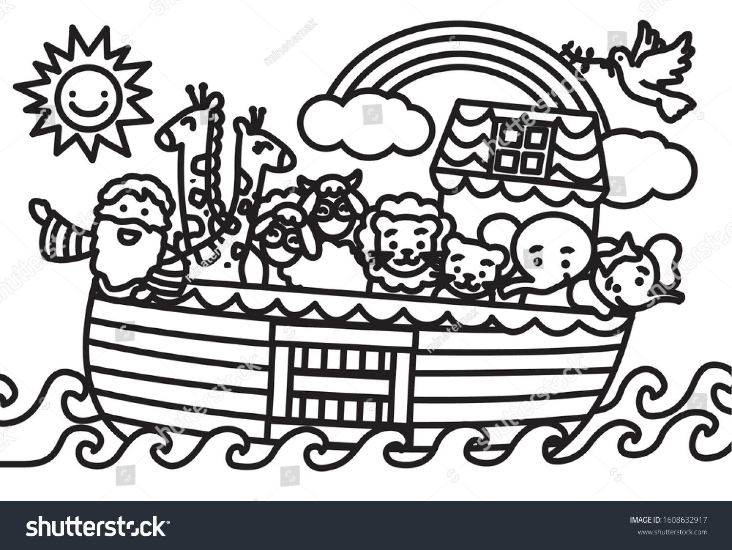 Christian Bible Story Noah S Ark Stock Vector (Royalty Free) 1608632917 ...