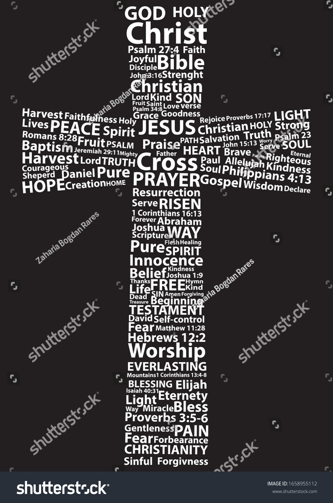 Christian Cross White Written Christian Words Stock Vector (Royalty ...