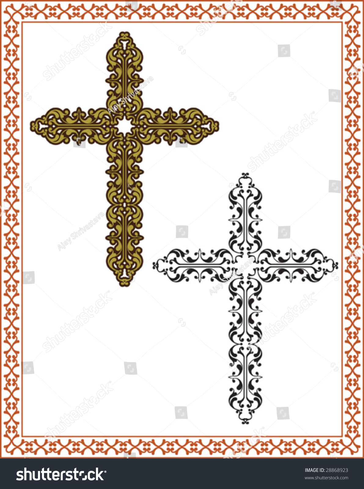 Christian Crosses Frame Border Stock Vector 28868923 Shutterstock