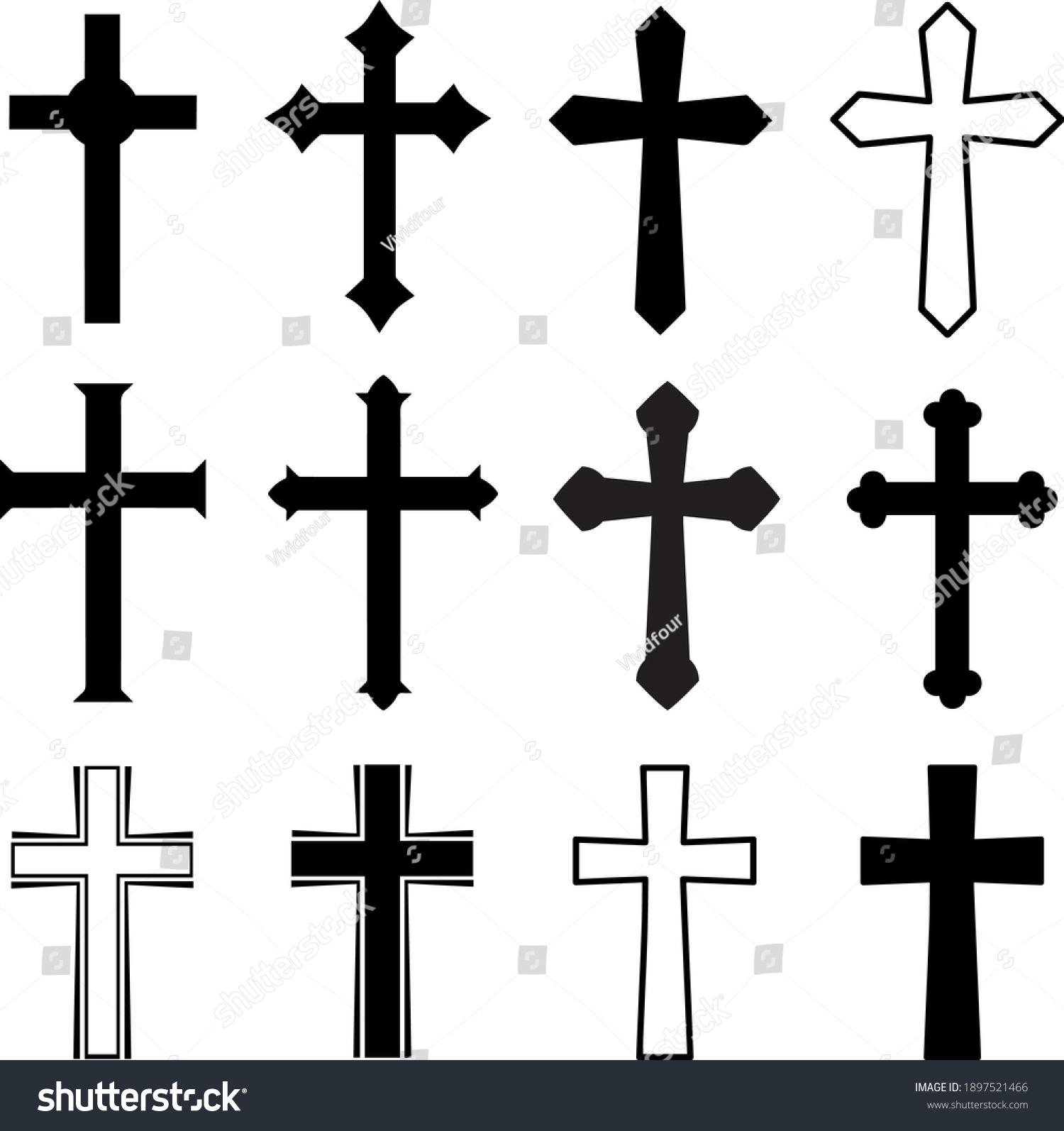 SVG of Christian crosses svg, Set of crosses, Silhouettes of Christian crosses, Digital clip art vector files download graphics svg