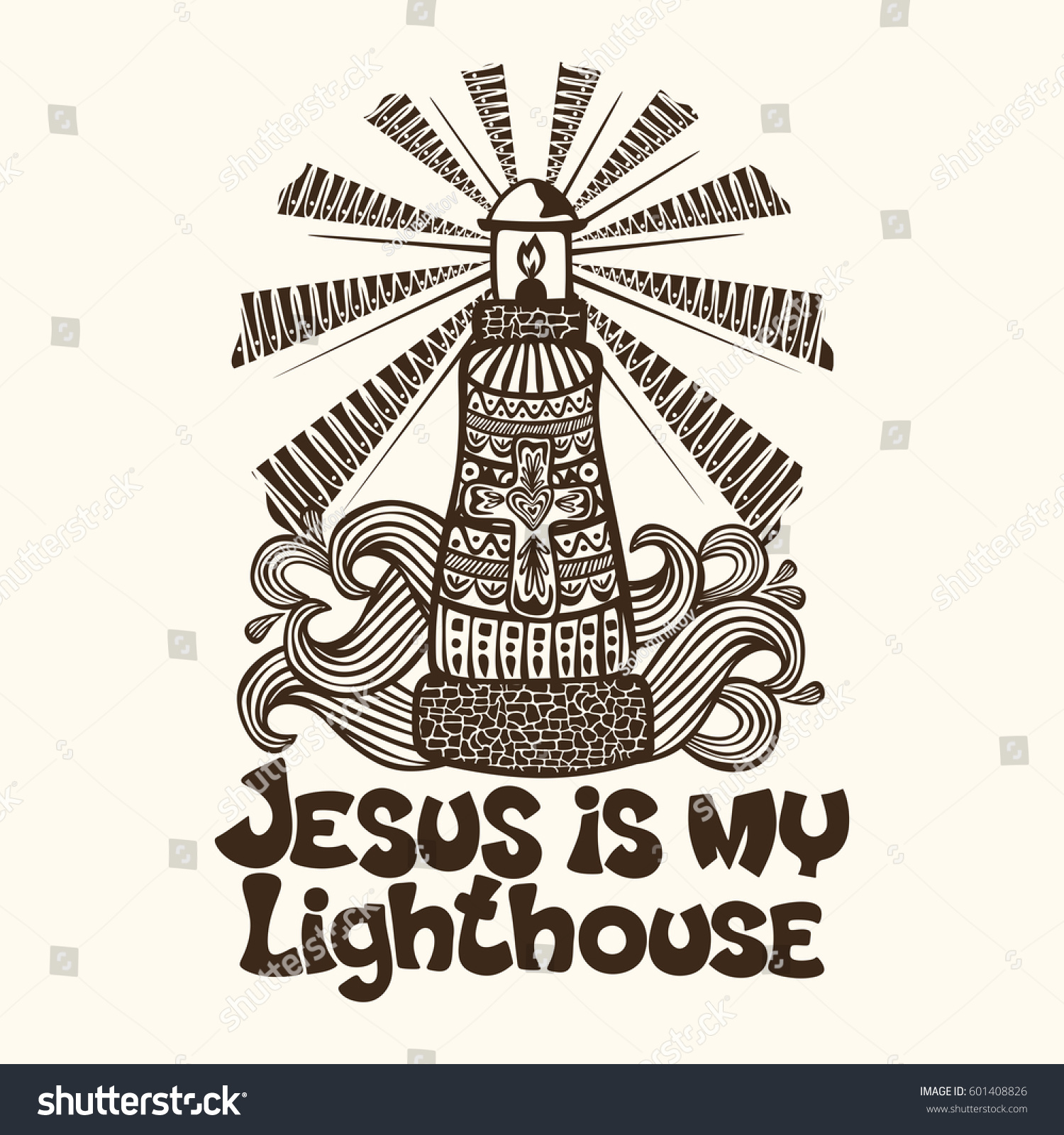 Christian Lettering Doodle Art Typography Jesus Stock Vector