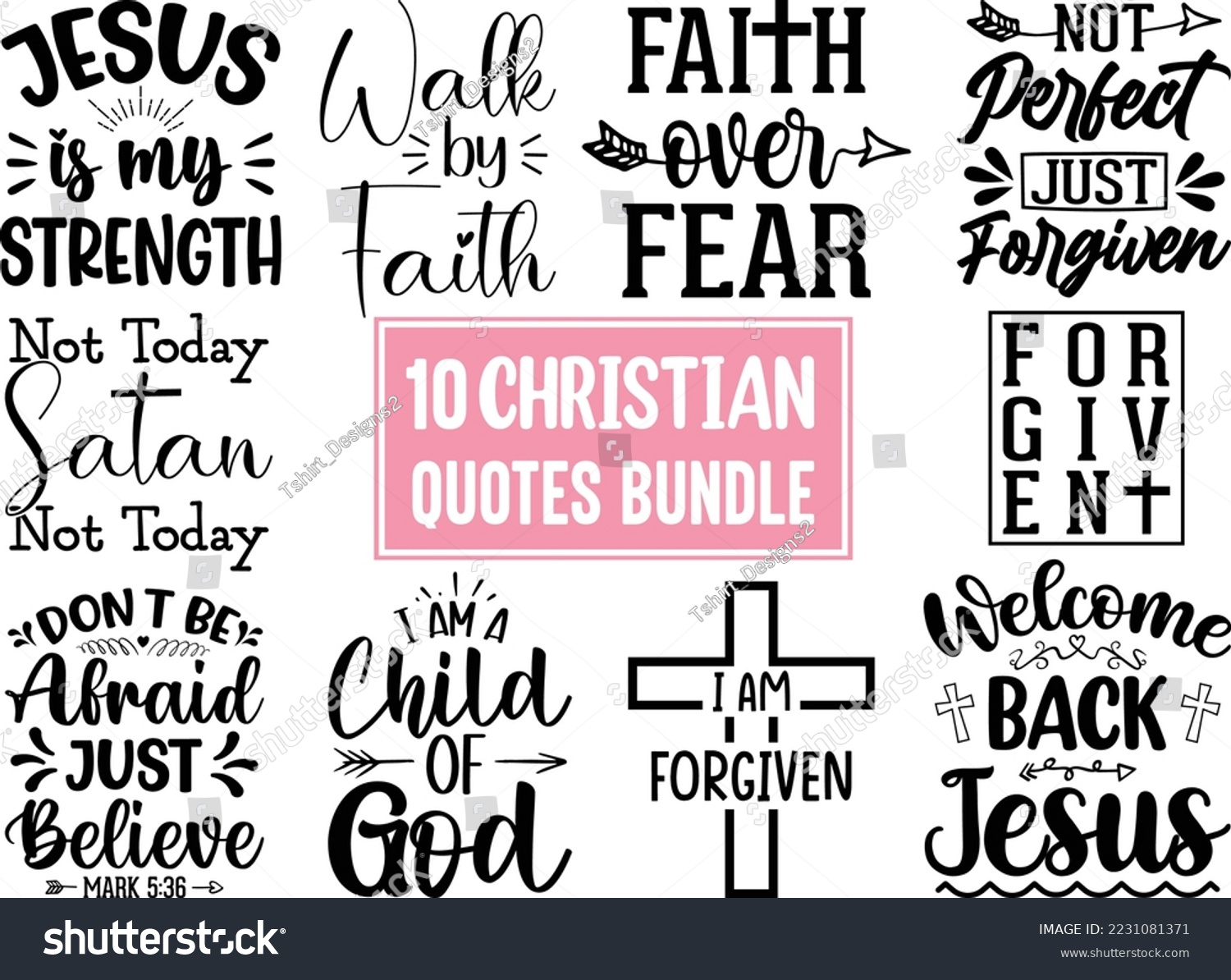 SVG of Christian Quotes SVG Designs Bundle, Christian Quotes t shirt Designs, Set of Christian Quotes Typography lettering, Religion Quotes, and Sayings Vector Craft Version-5 svg