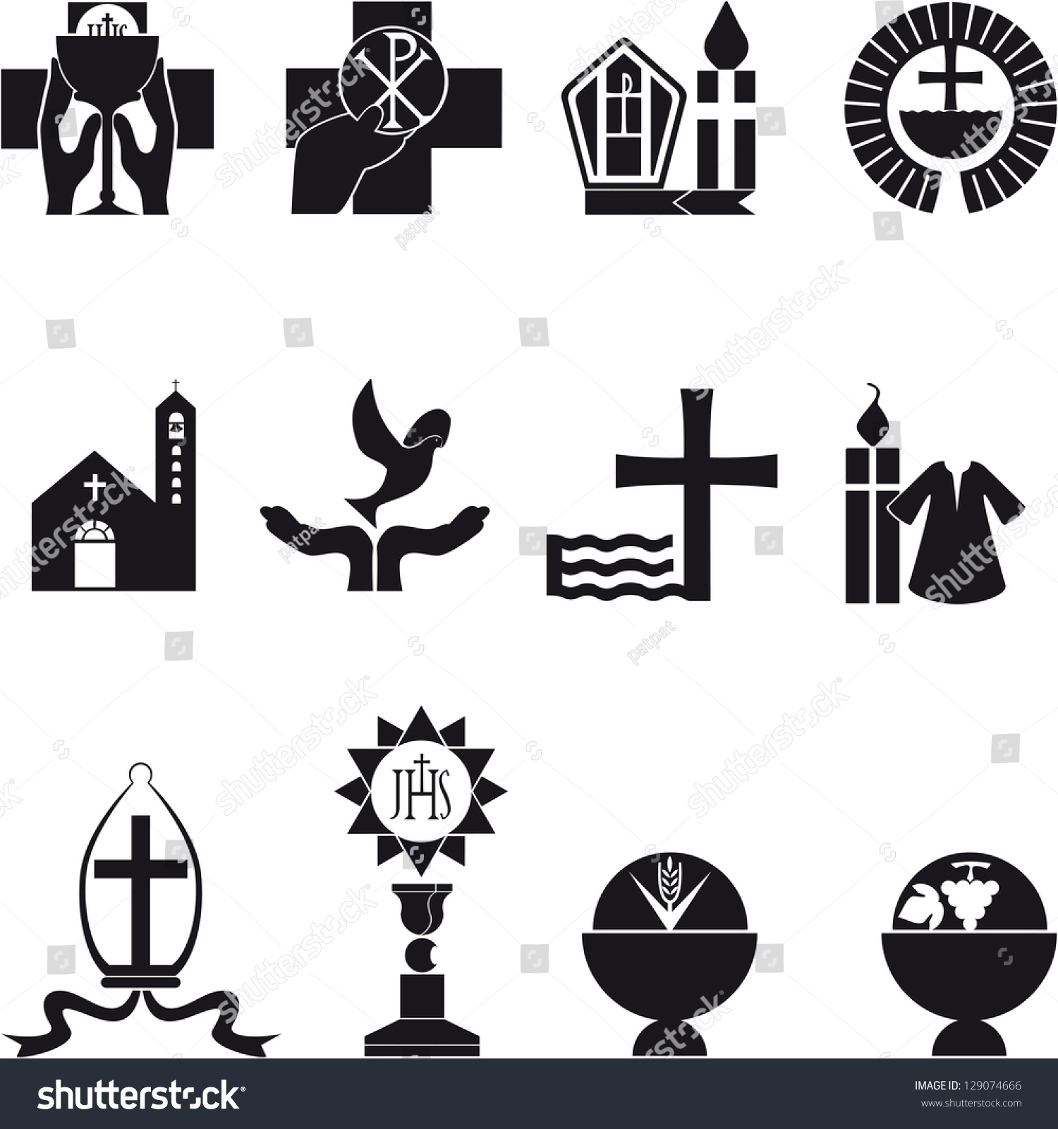 Christian Religious Icons Vector Isolated On White - 129074666 ...