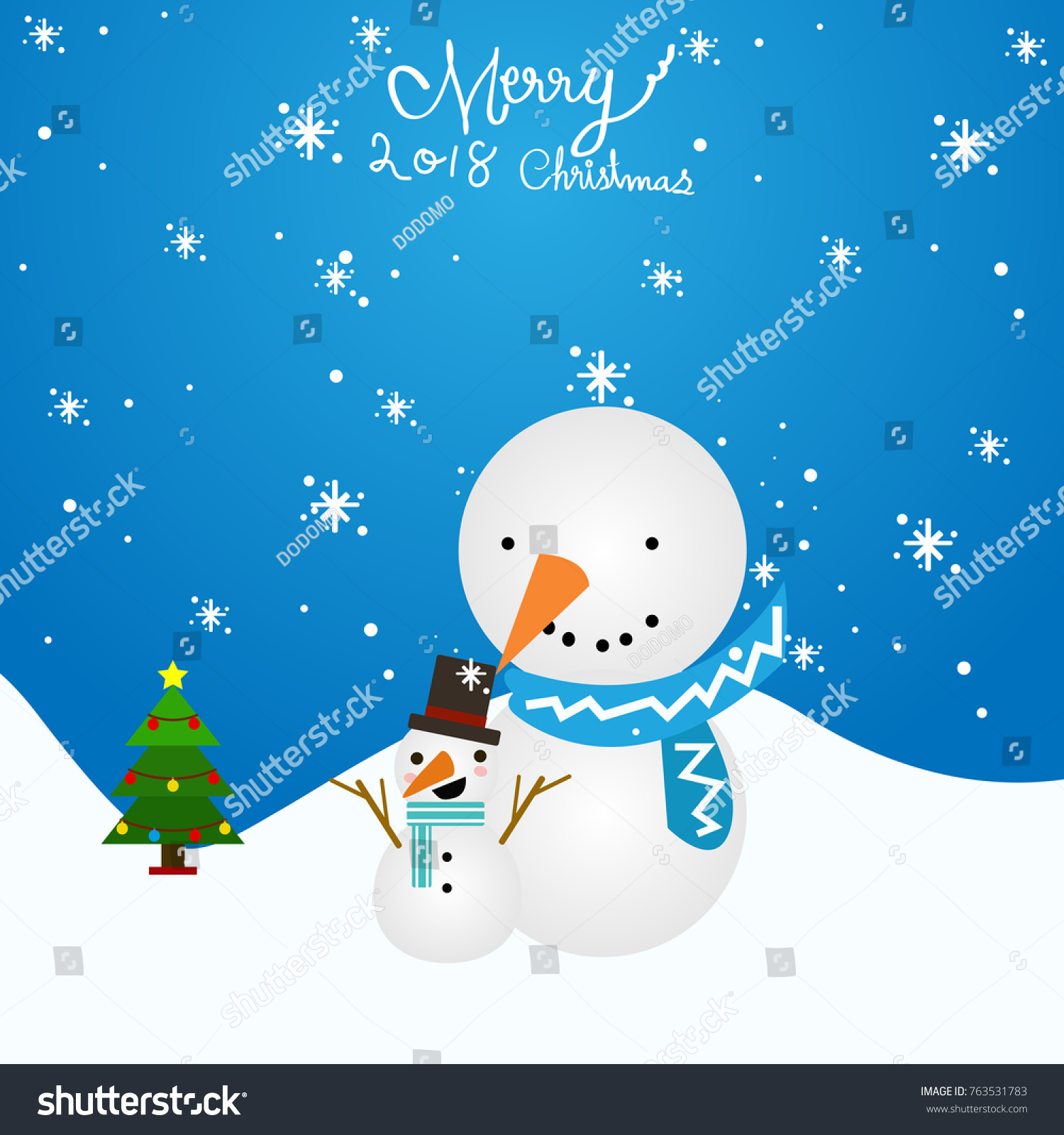 Christmas Happy New Year Cute Snowman Stock Vector (Royalty Free ...