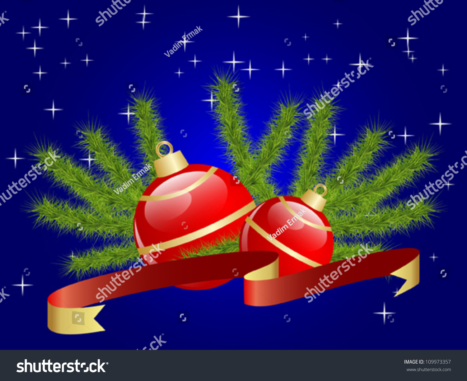 Christmas And New Year Card Stock Vector Illustration 109973357 : Shutterstock