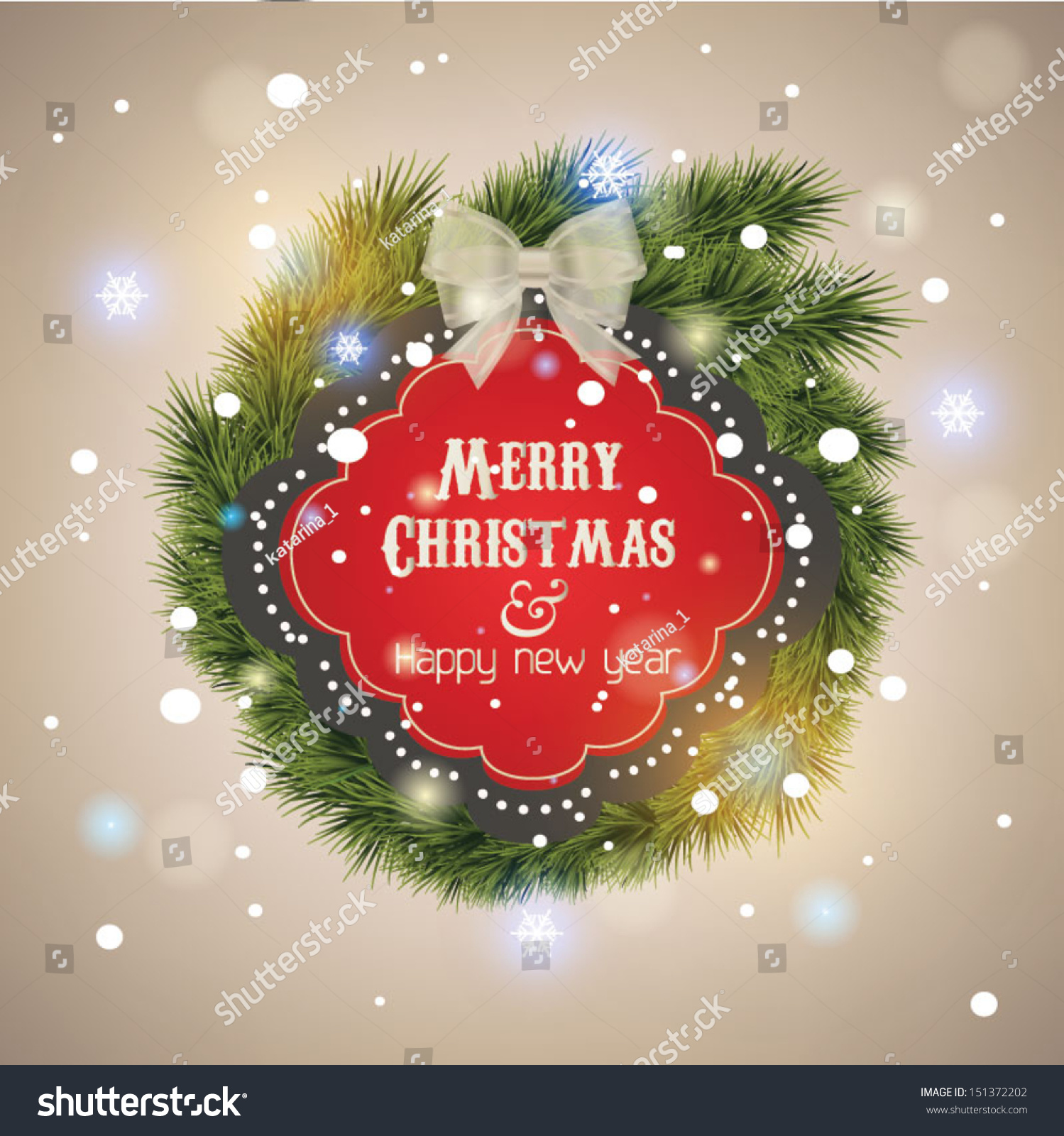 Christmas And New Year Greeting Card - Vector Illustration. Sparkle