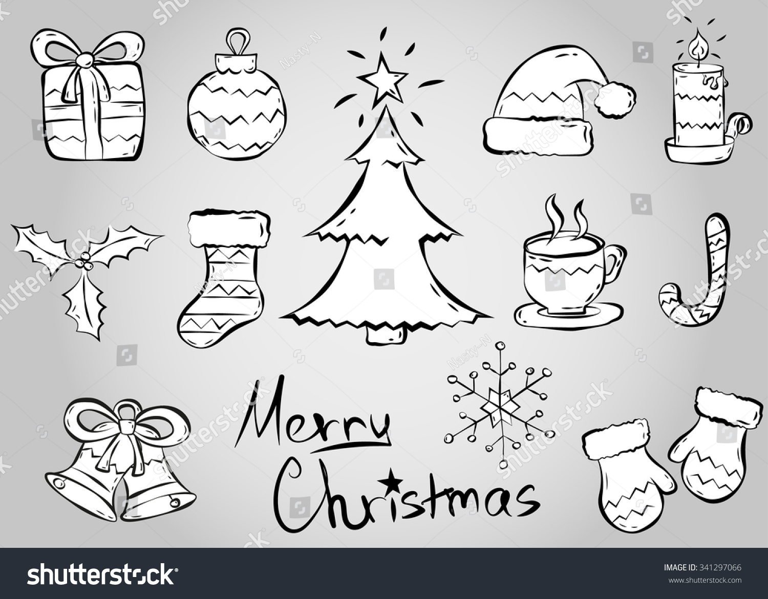 Christmas New Year Symbols Design Hand Stock Vector (Royalty Free ...