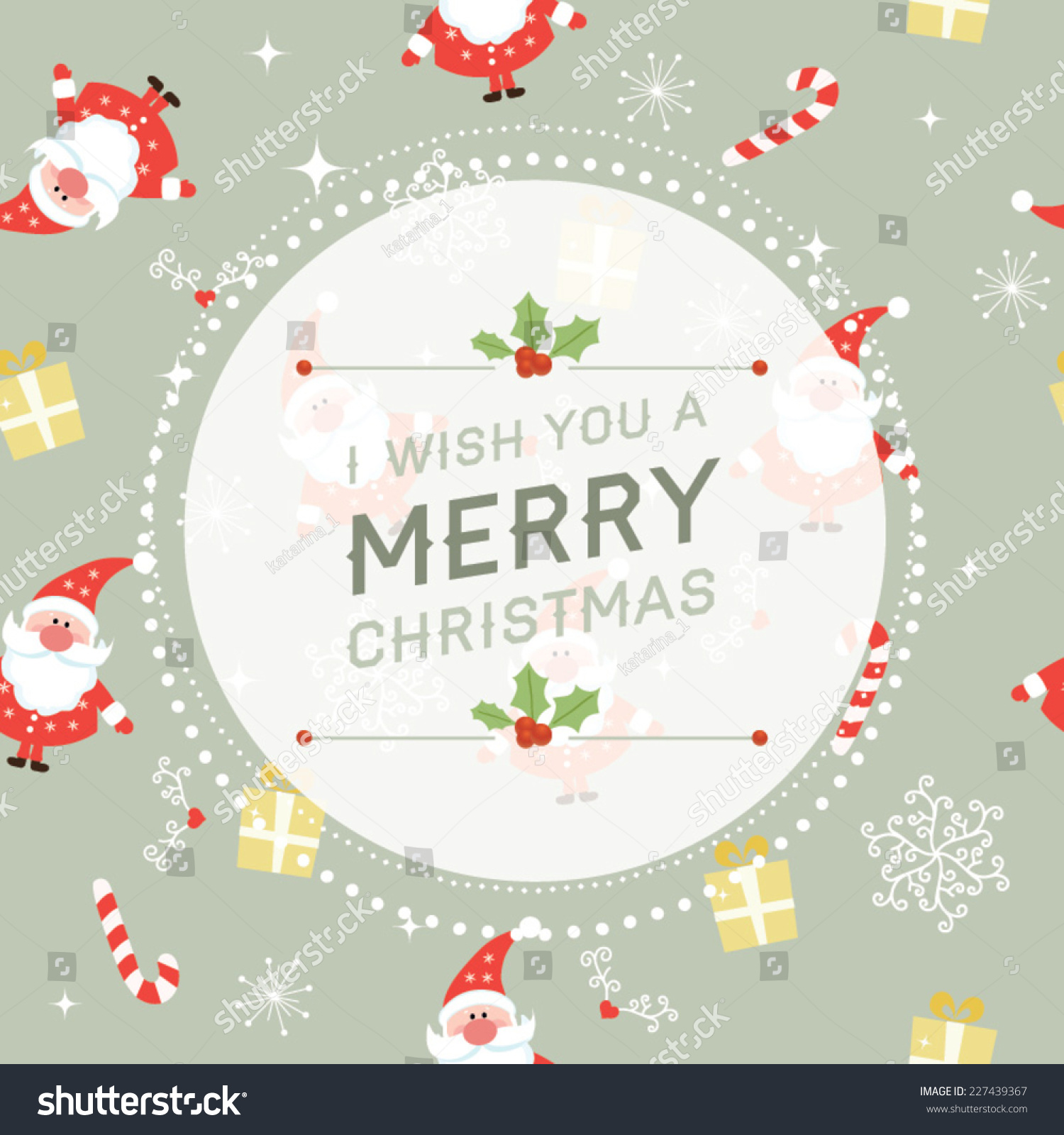 Christmas And New Year Vector Greeting Card. Eps10 - 227439367 : Shutterstock