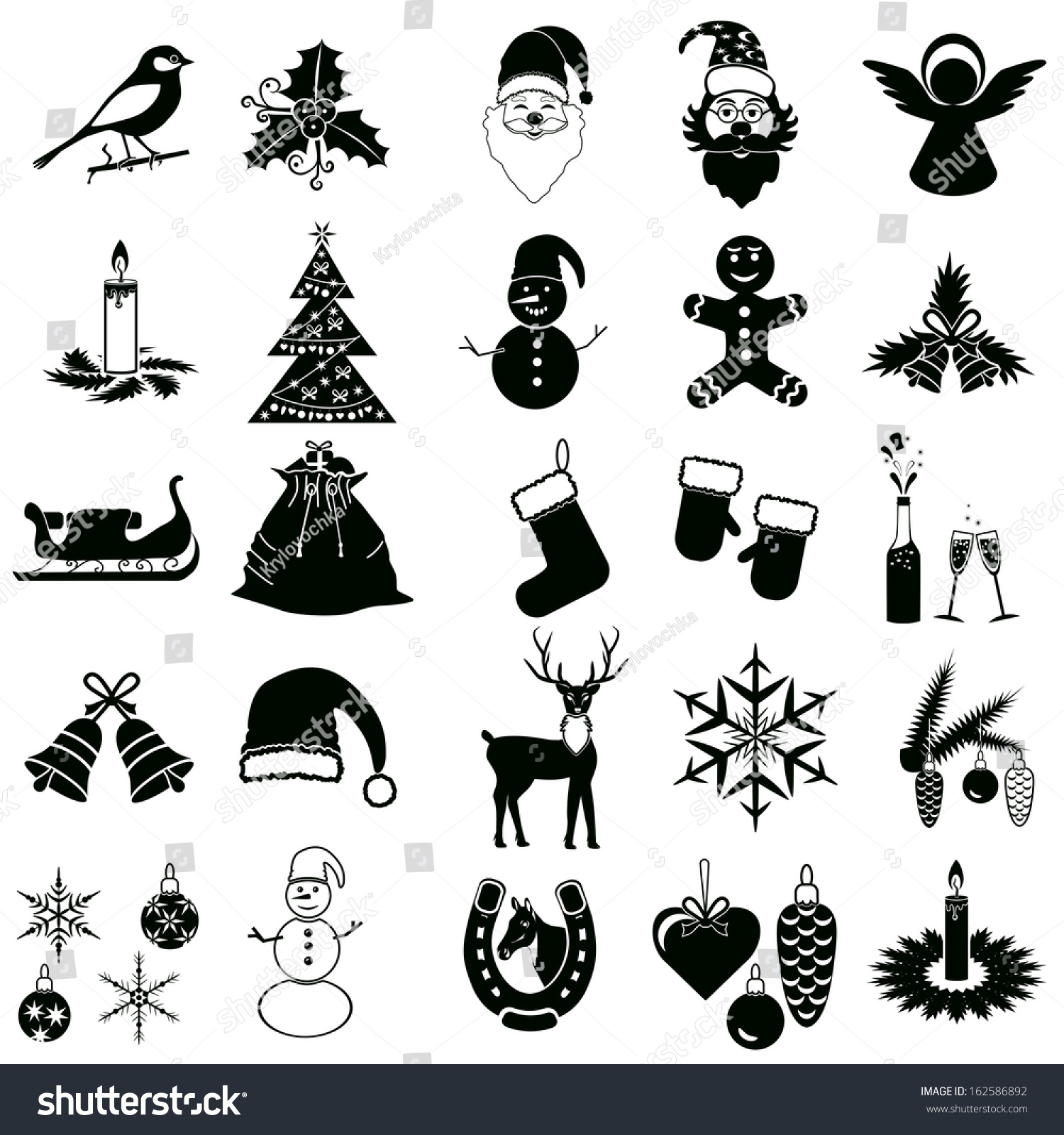 Christmas And Winter Icons Collection - Vector Silhouette - 162586892 ...