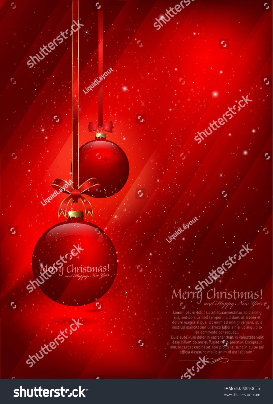 Christmas Background Or Greeting Card With Balls Stock Vector Illustration 90090625 : Shutterstock