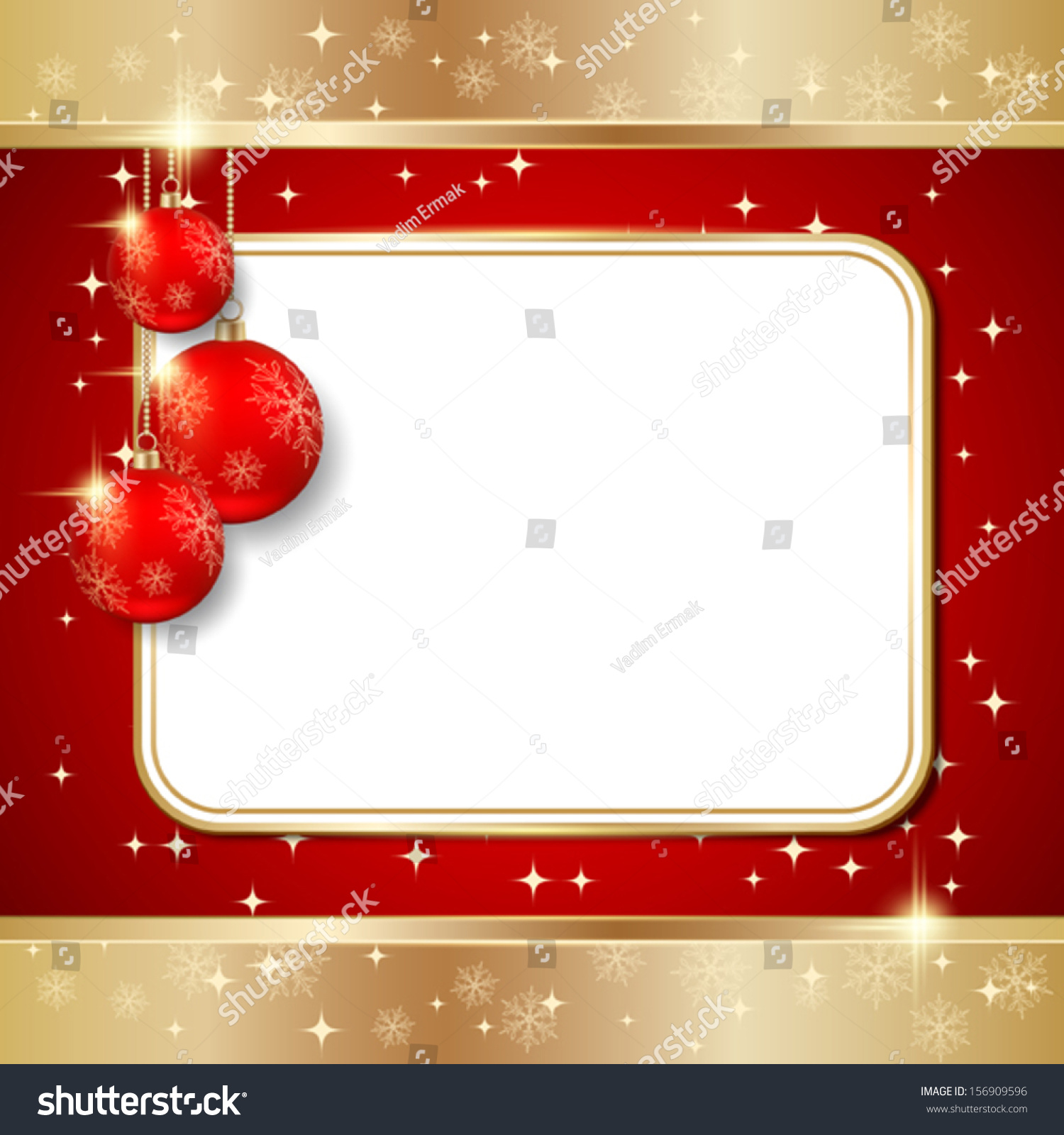 Christmas Background With Blank Frame Stock Vector Illustration