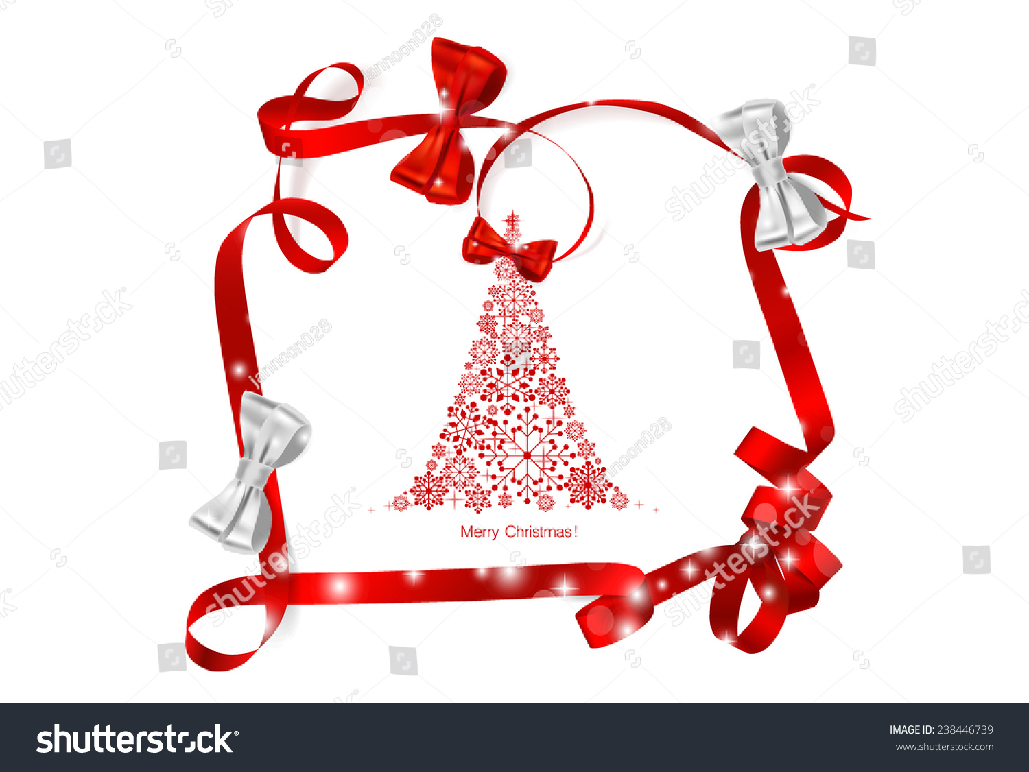 Christmas Background Christmas Tree Shiny Ribbon Stock Vector 238446739