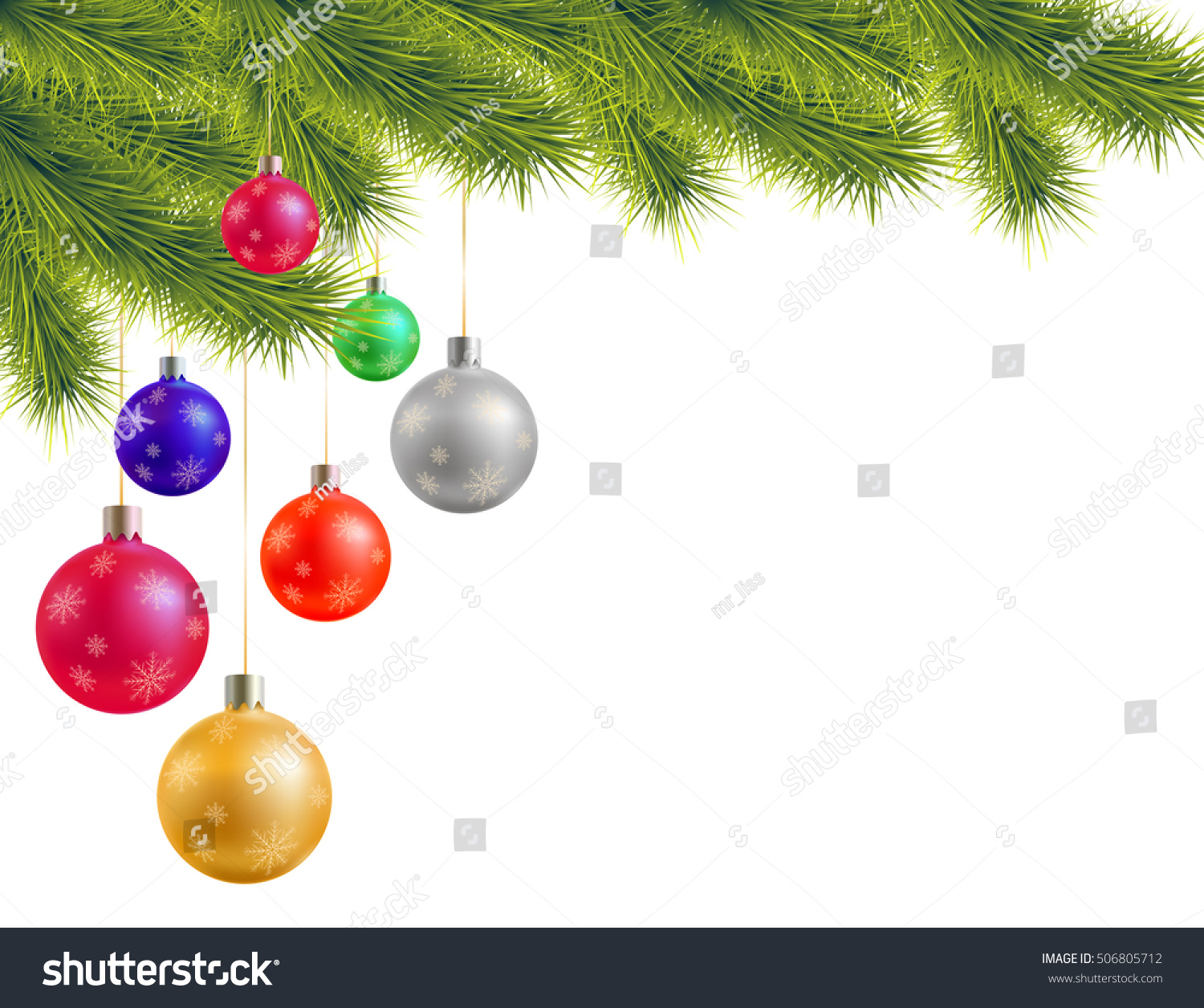 Christmas Background With Colorful Balls Stock Vector Illustration ...