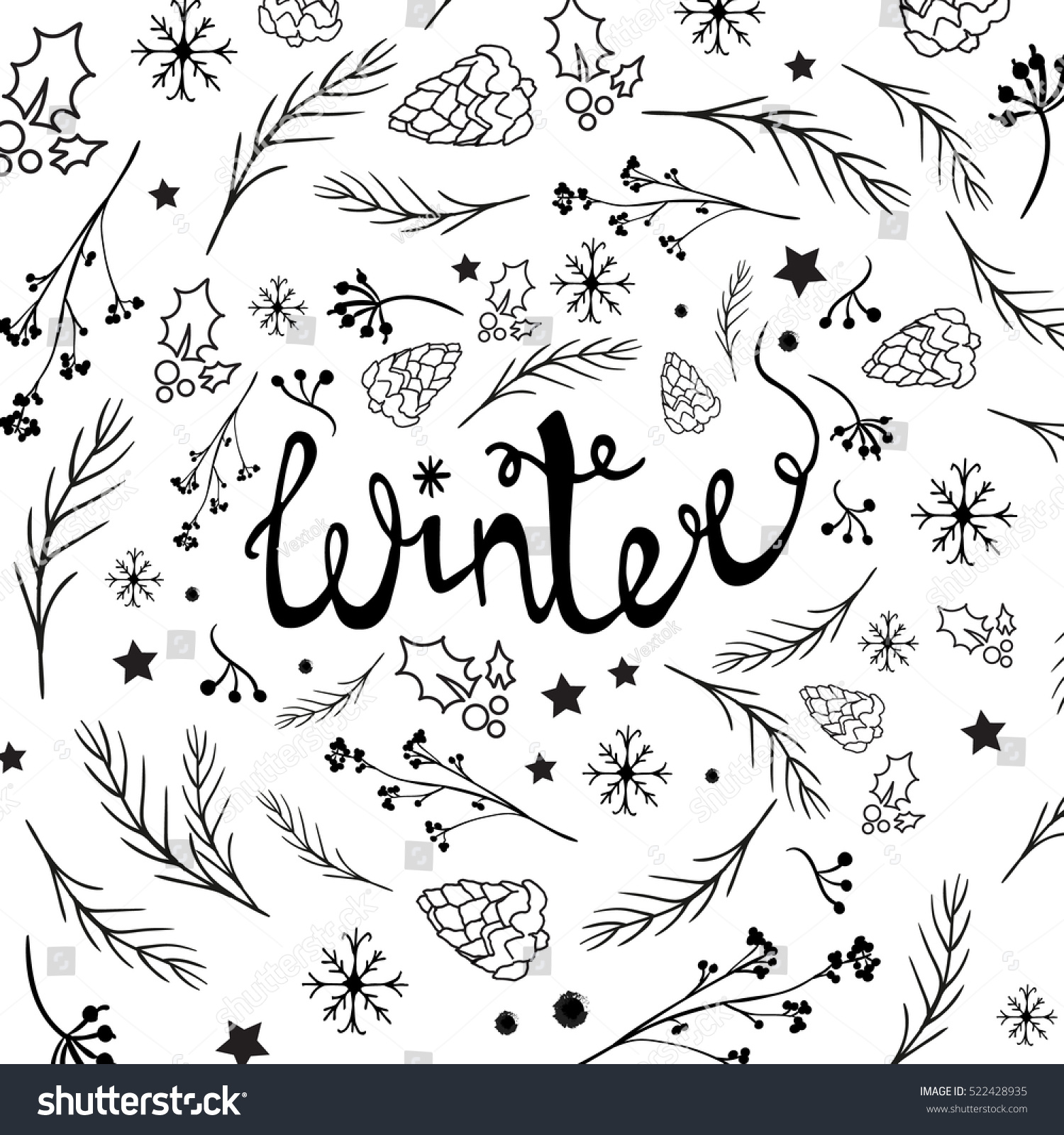 Christmas Background With Doodle Icons. Stock Vector Illustration