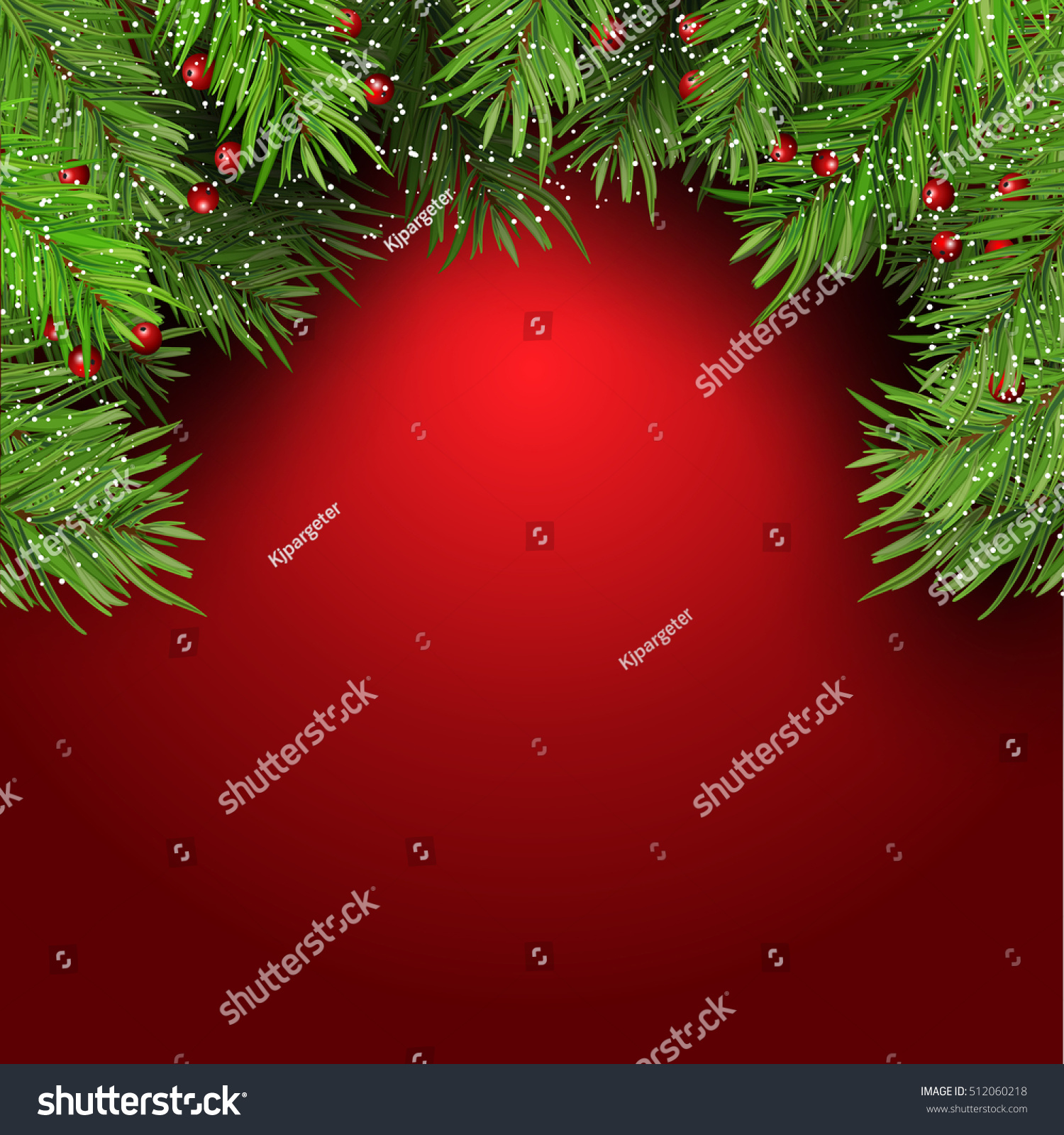 Christmas Background With Fir Tree Branches And Berries Stock Vector ...